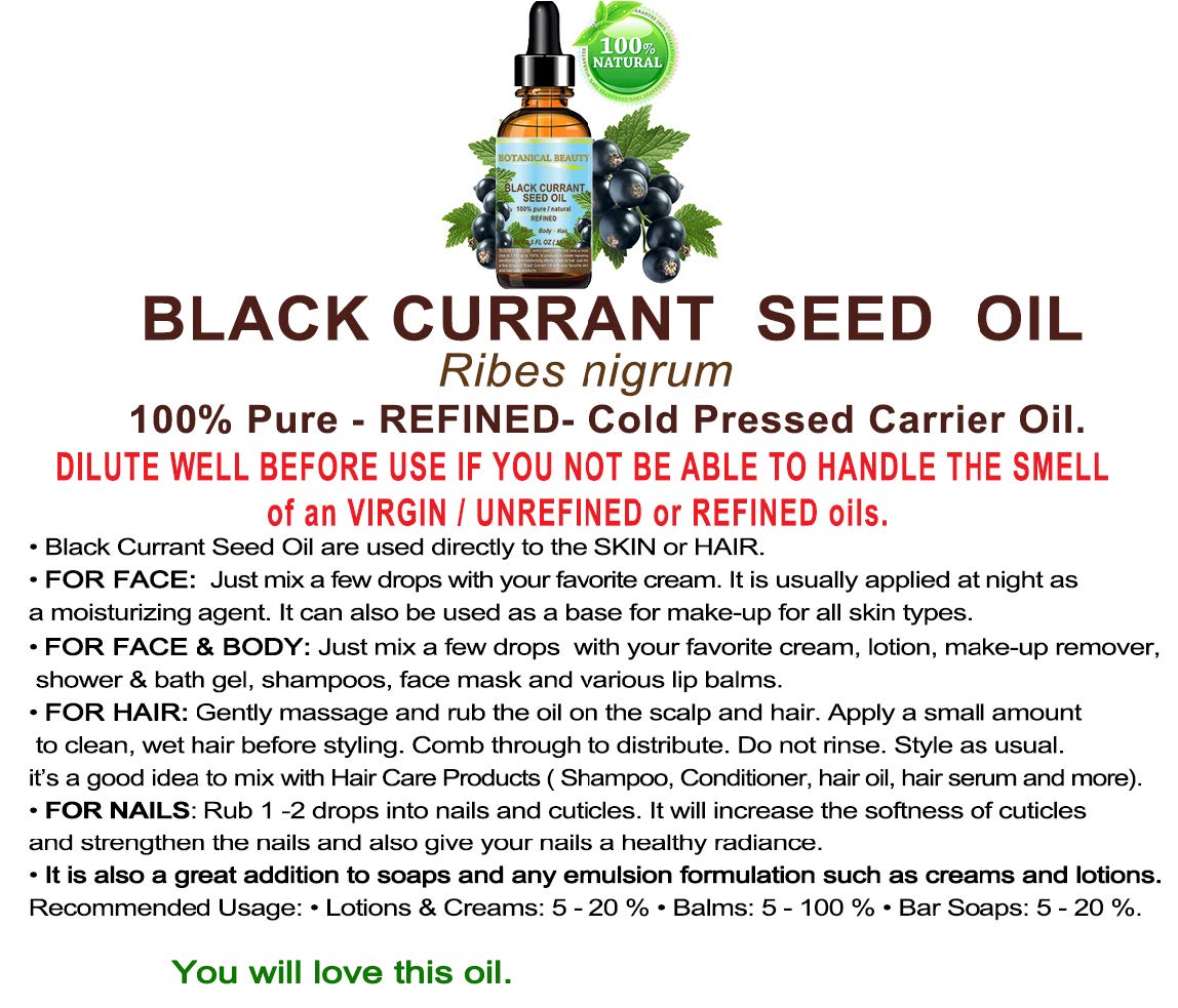 Botanical Beauty Black Currant Seed Oil – 100% Pure, Undiluted, Cold-Pressed Carrier Oil, 0.5 fl oz (15 ml)