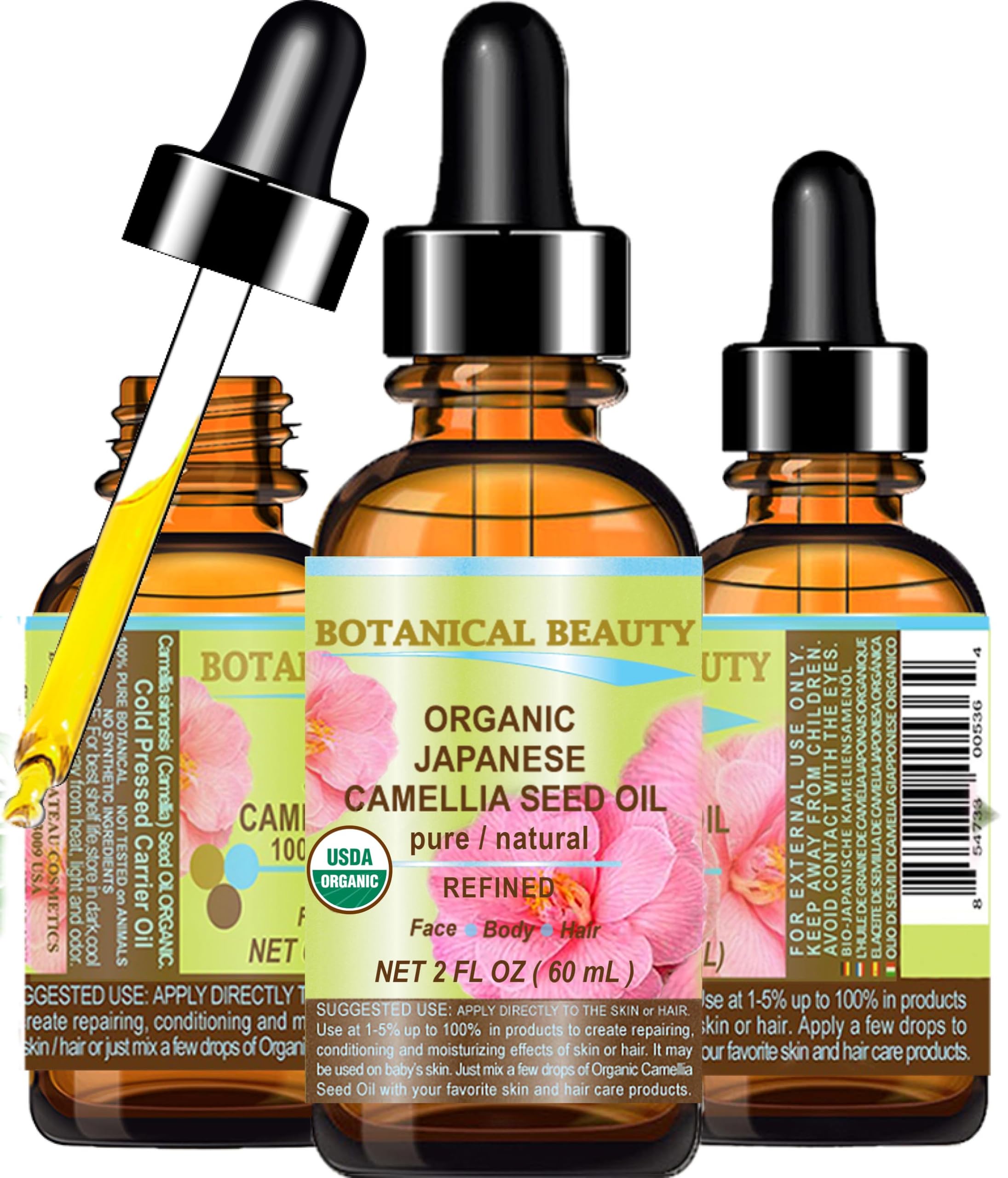 Botanical Beauty Japanese Organic Camellia Seed Oil – 100% Pure, Cold-Pressed, 2 oz
