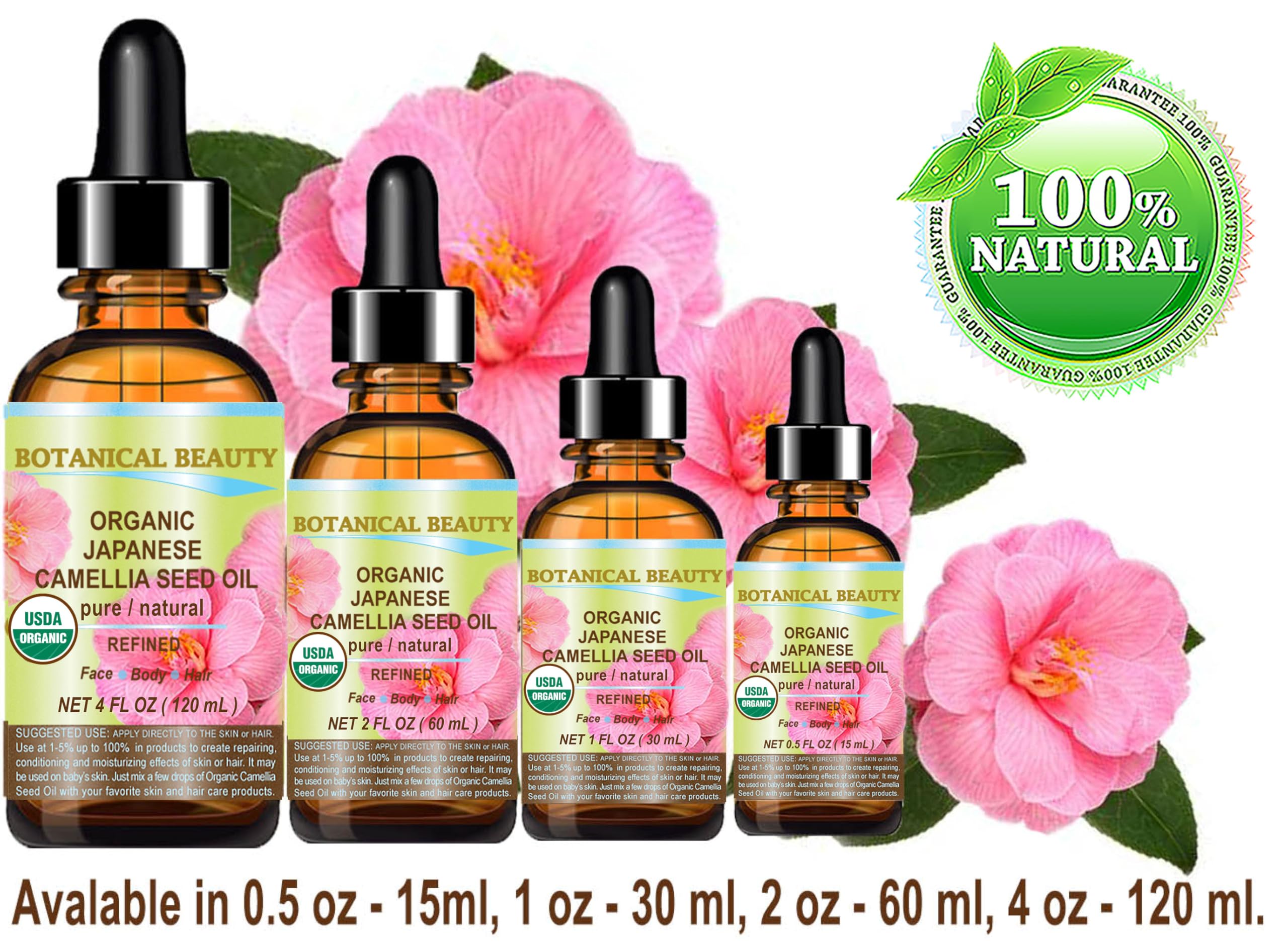 Botanical Beauty Japanese Organic Camellia Seed Oil – 100% Pure, 15 ml