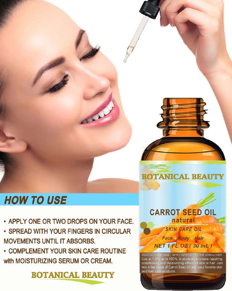Botanical Beauty Carrot Seed Oil – 100% Natural Cold-Pressed Carrier Oil, 4 Fl Oz