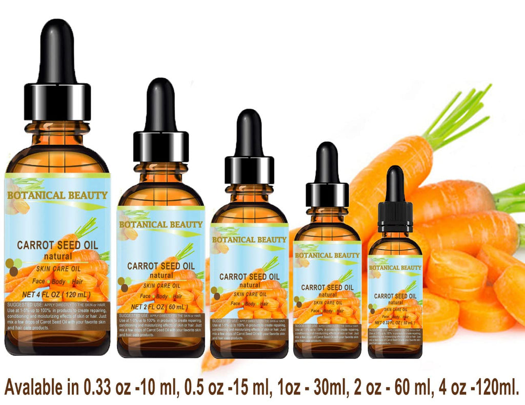 Botanical Beauty Carrot Seed Oil – 100% Natural Cold-Pressed Carrier Oil, 4 Fl Oz