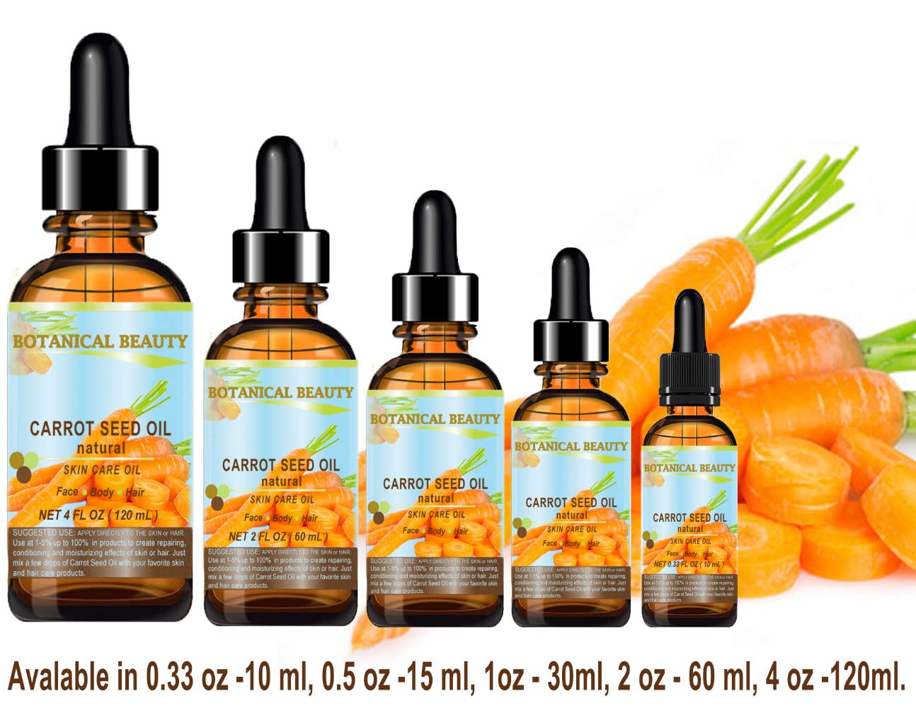Botanical Beauty Carrot Seed Oil – 100% Natural Cold-Pressed Carrier Oil, 4 Fl Oz