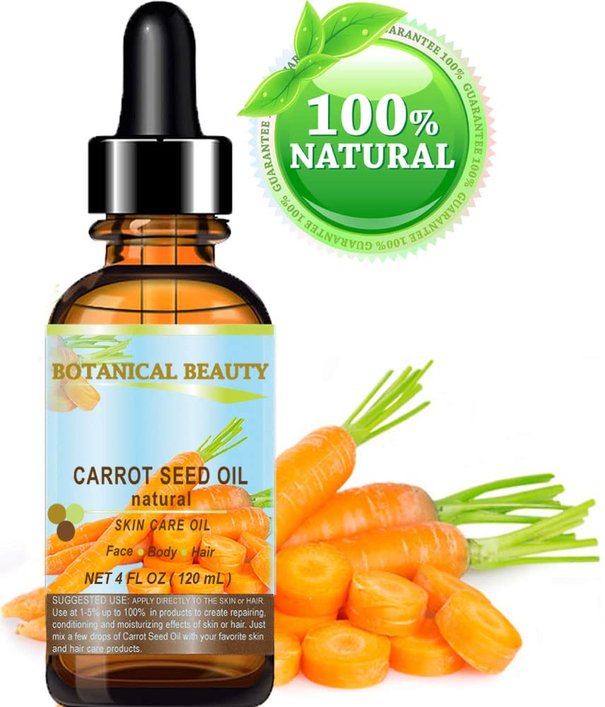 Botanical Beauty Carrot Seed Oil – 100% Natural Cold-Pressed Carrier Oil, 4 Fl Oz
