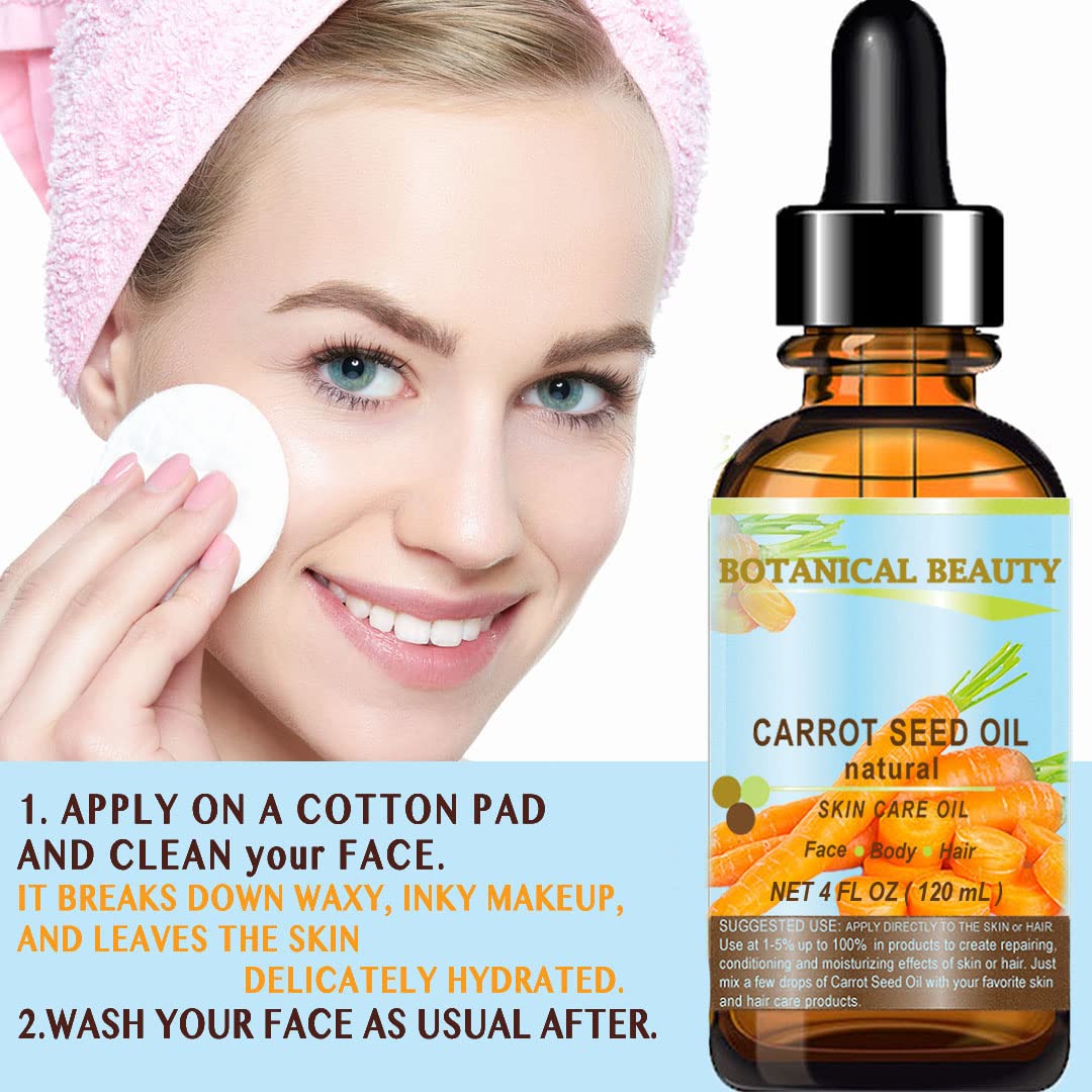 Botanical Beauty Carrot Seed Oil – 100% Natural Cold-Pressed Carrier Oil, 4 Fl Oz