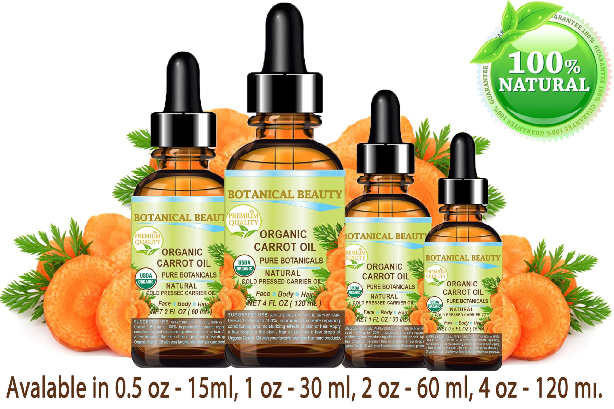 Botanical Beauty Organic Carrot Seed Oil – 100% Pure Virgin Cold-Pressed Carrier Oil (2 Fl Oz)