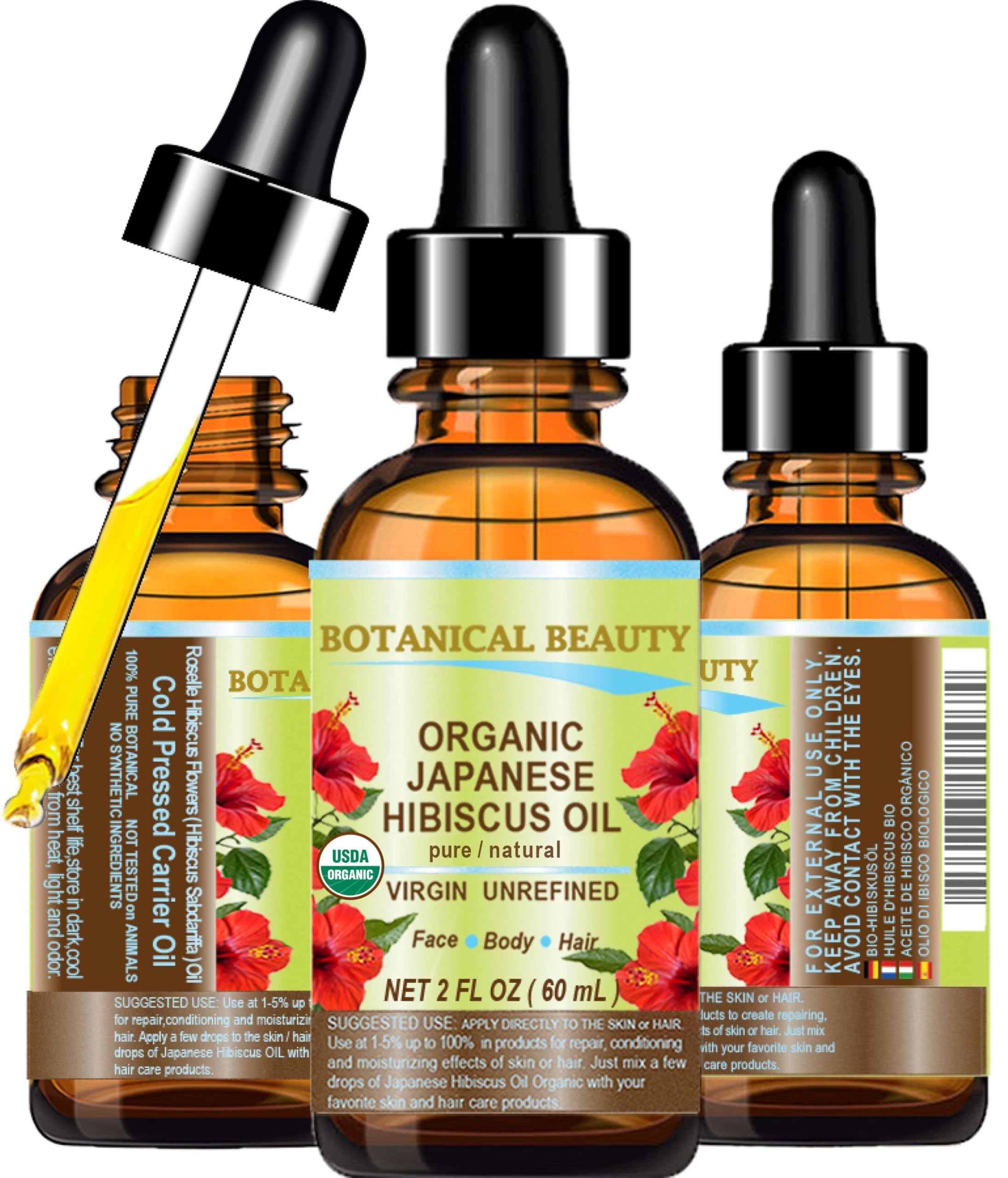 Botanical Beauty Organic Hibiscus Oil — Cold-Pressed Hibiscus Sabdariffa, 2 oz