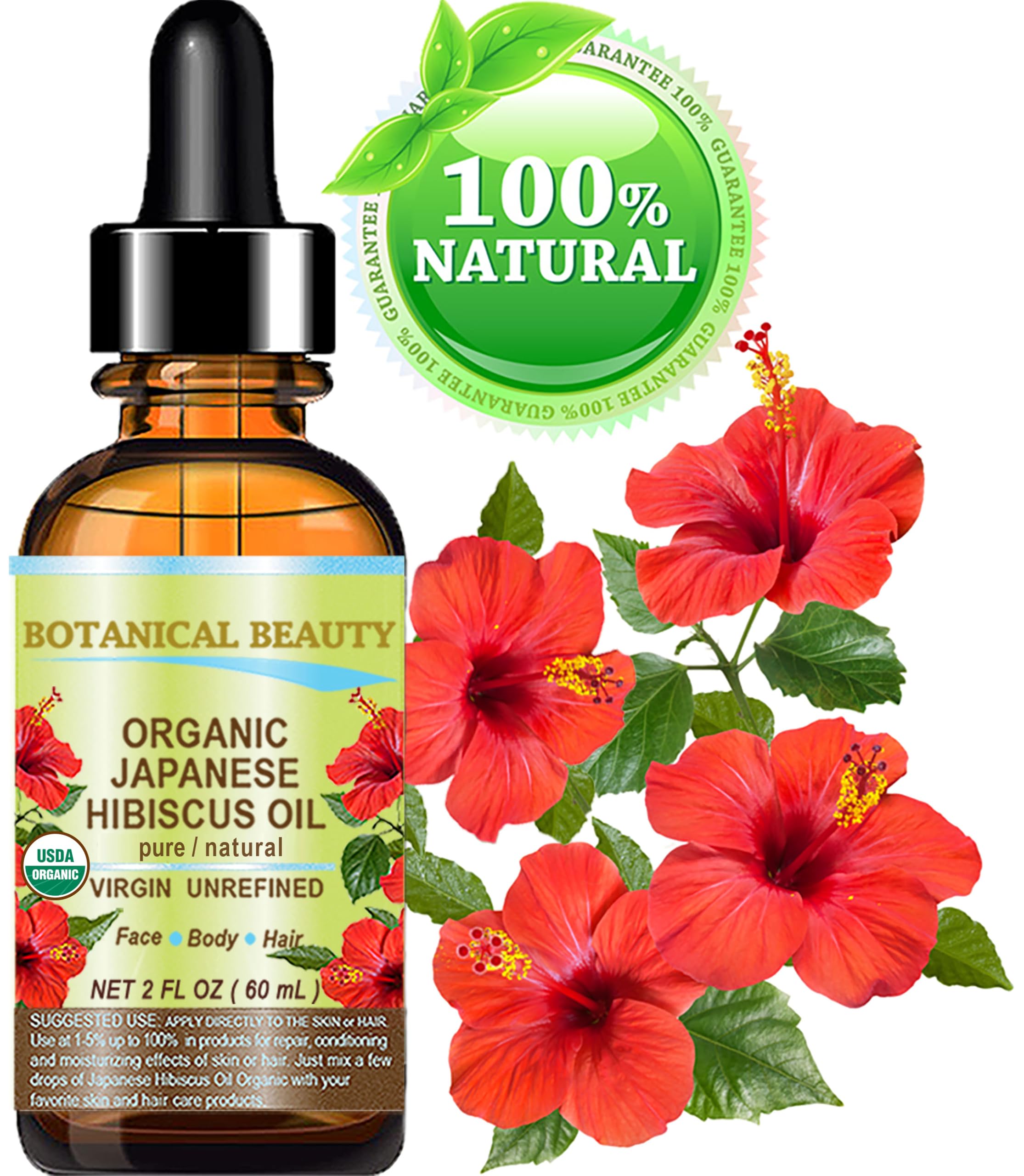 Botanical Beauty Organic Hibiscus Oil — Cold-Pressed Hibiscus Sabdariffa, 2 oz