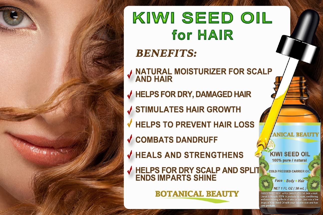 Botanical Beauty Kiwi Seed Oil – 100% Pure Virgin Cold-Pressed Carrier Oil for Face, Skin, Hair | 1 Fl Oz