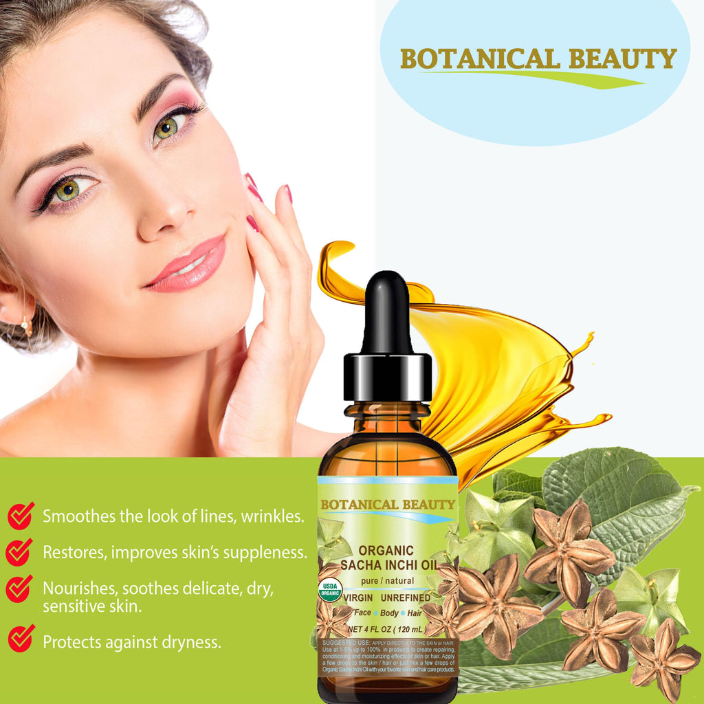 Botanical Beauty Sacha Inchi Oil – 100% Pure Organic Carrier Oil, Cold-Pressed (0.5 fl oz) for Face, Skin & Hair