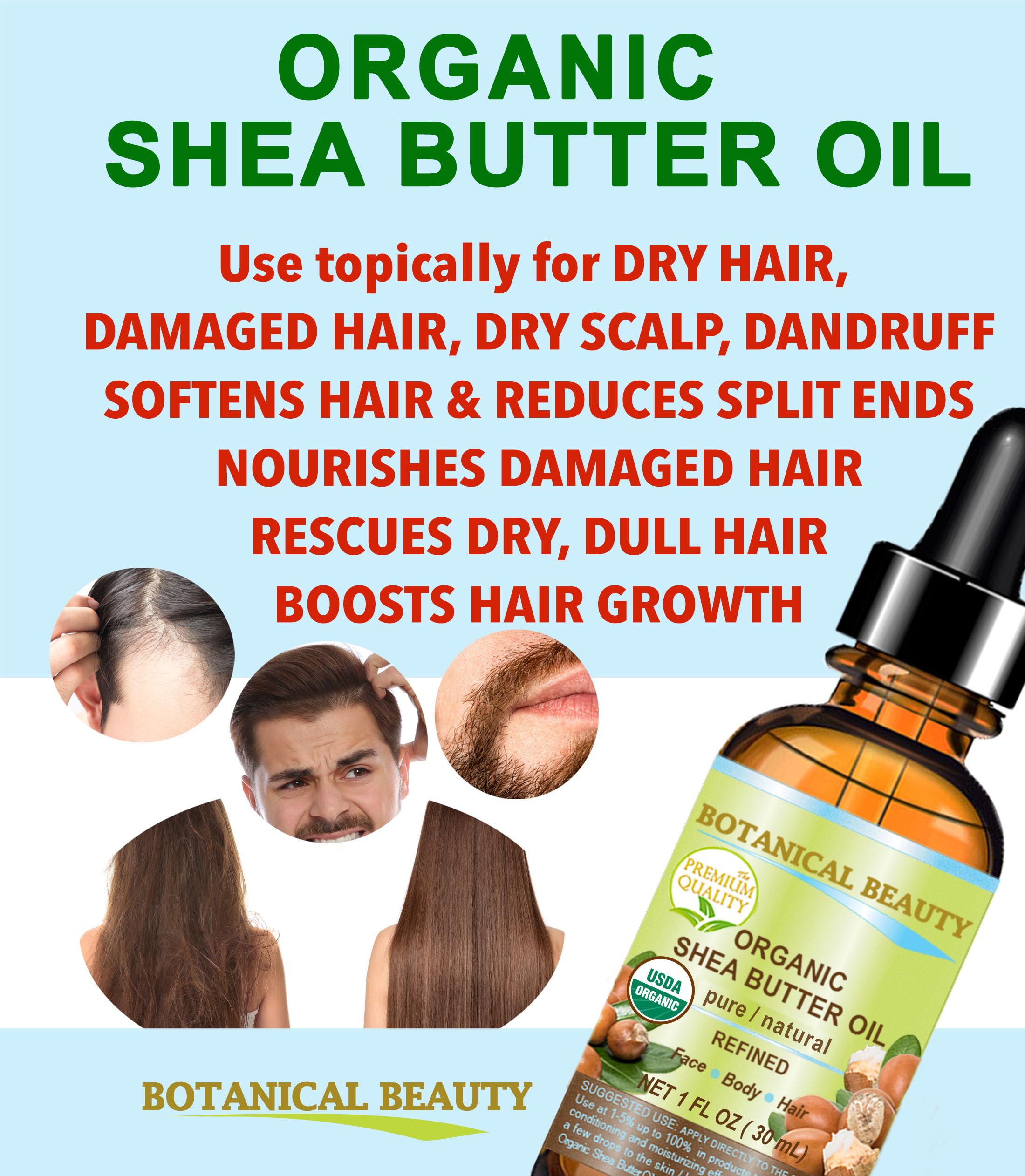 Botanical Beauty Organic Shea Butter Oil – 100% Pure, Cold-Pressed Carrier Oil (2 oz)