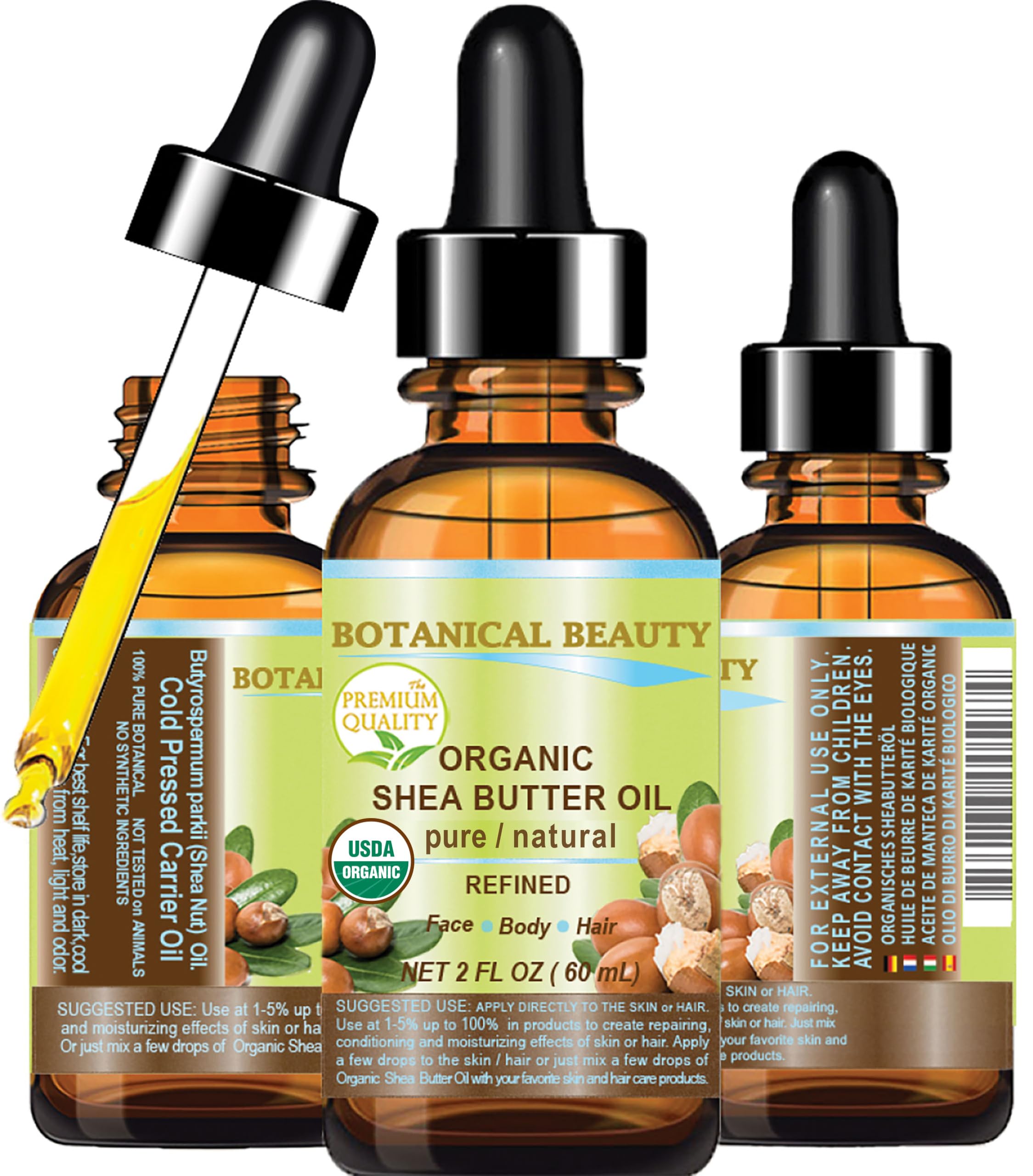 Botanical Beauty Organic Shea Butter Oil – 100% Pure, Cold-Pressed Carrier Oil (2 oz)