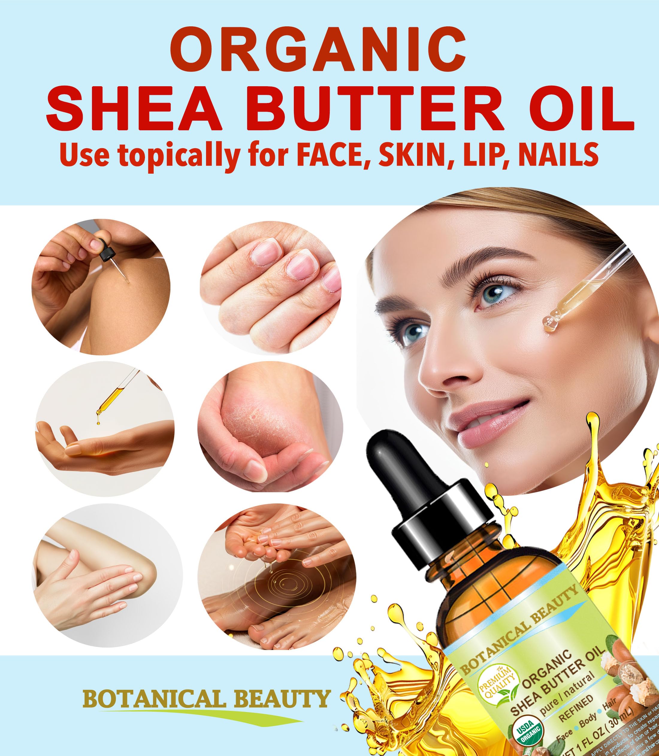 Botanical Beauty Organic Shea Butter Oil – 100% Pure, Cold-Pressed Carrier Oil (2 oz)