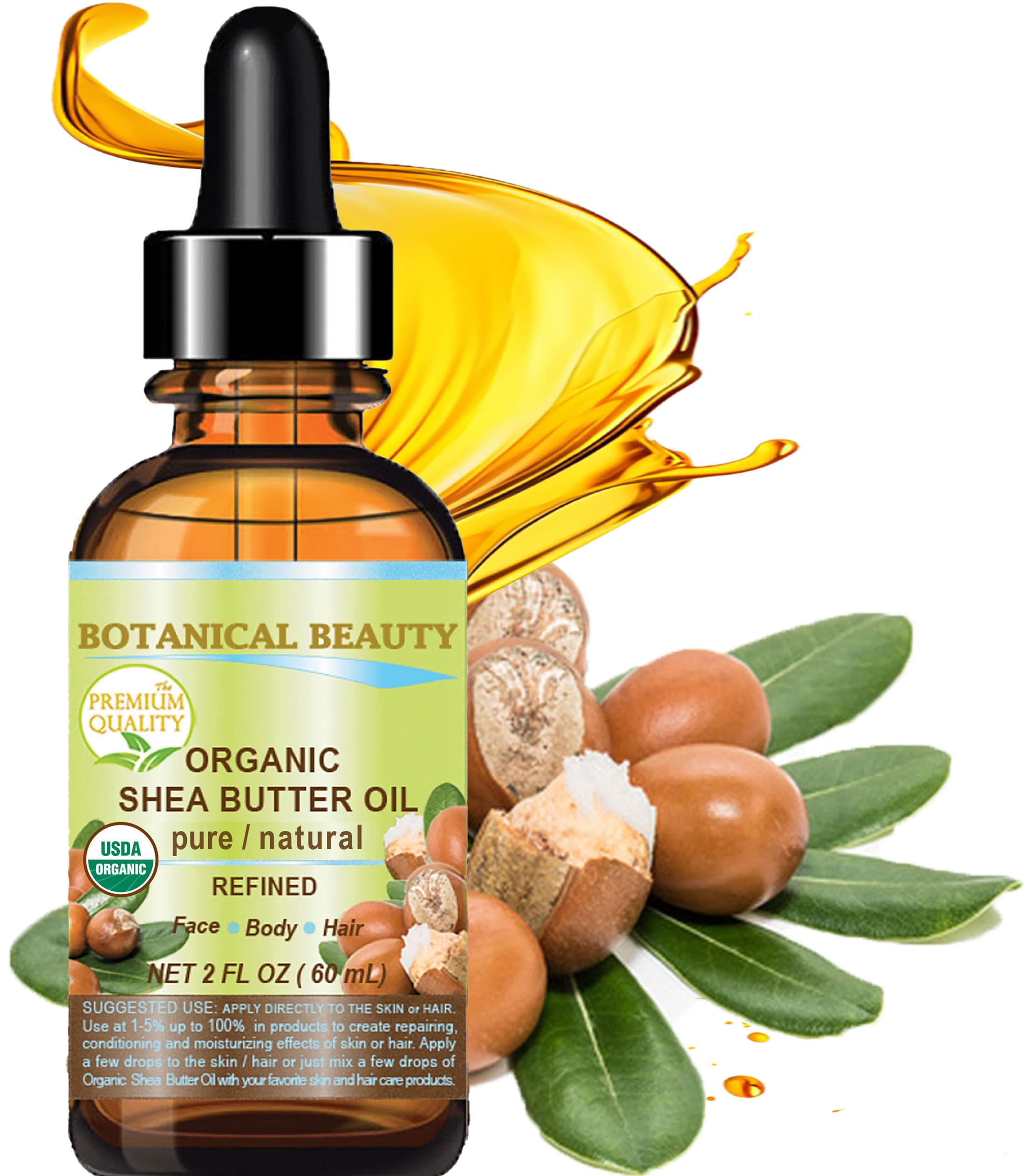 Botanical Beauty Organic Shea Butter Oil – 100% Pure, Cold-Pressed Carrier Oil (2 oz)