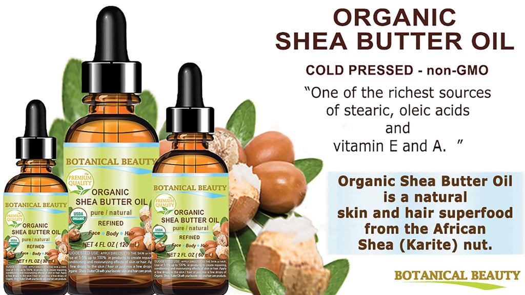 Botanical Beauty Organic Shea Butter Oil – 100% Pure, Cold-Pressed Carrier Oil (2 oz)