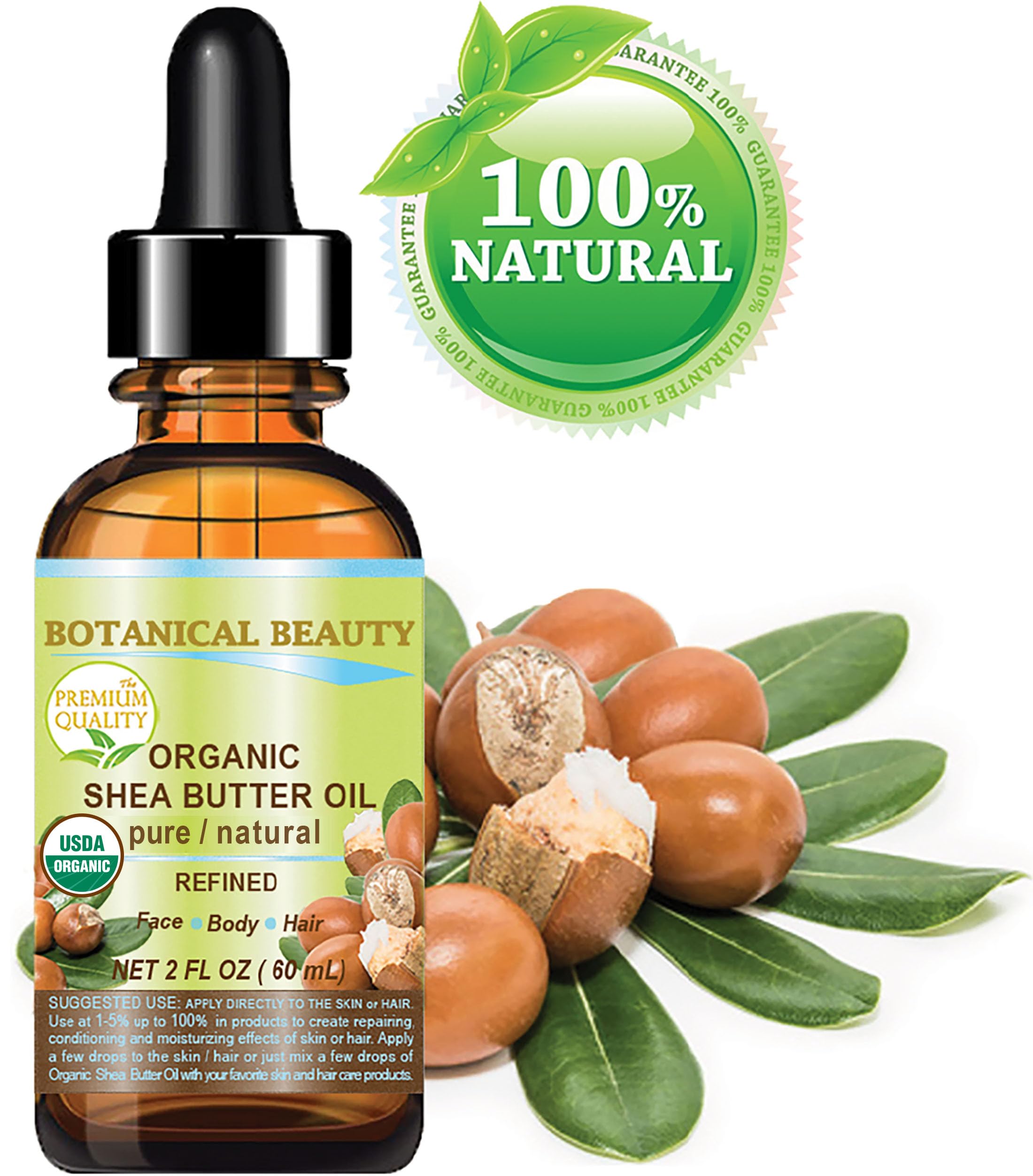 Botanical Beauty Organic Shea Butter Oil – 100% Pure, Cold-Pressed Carrier Oil (2 oz)