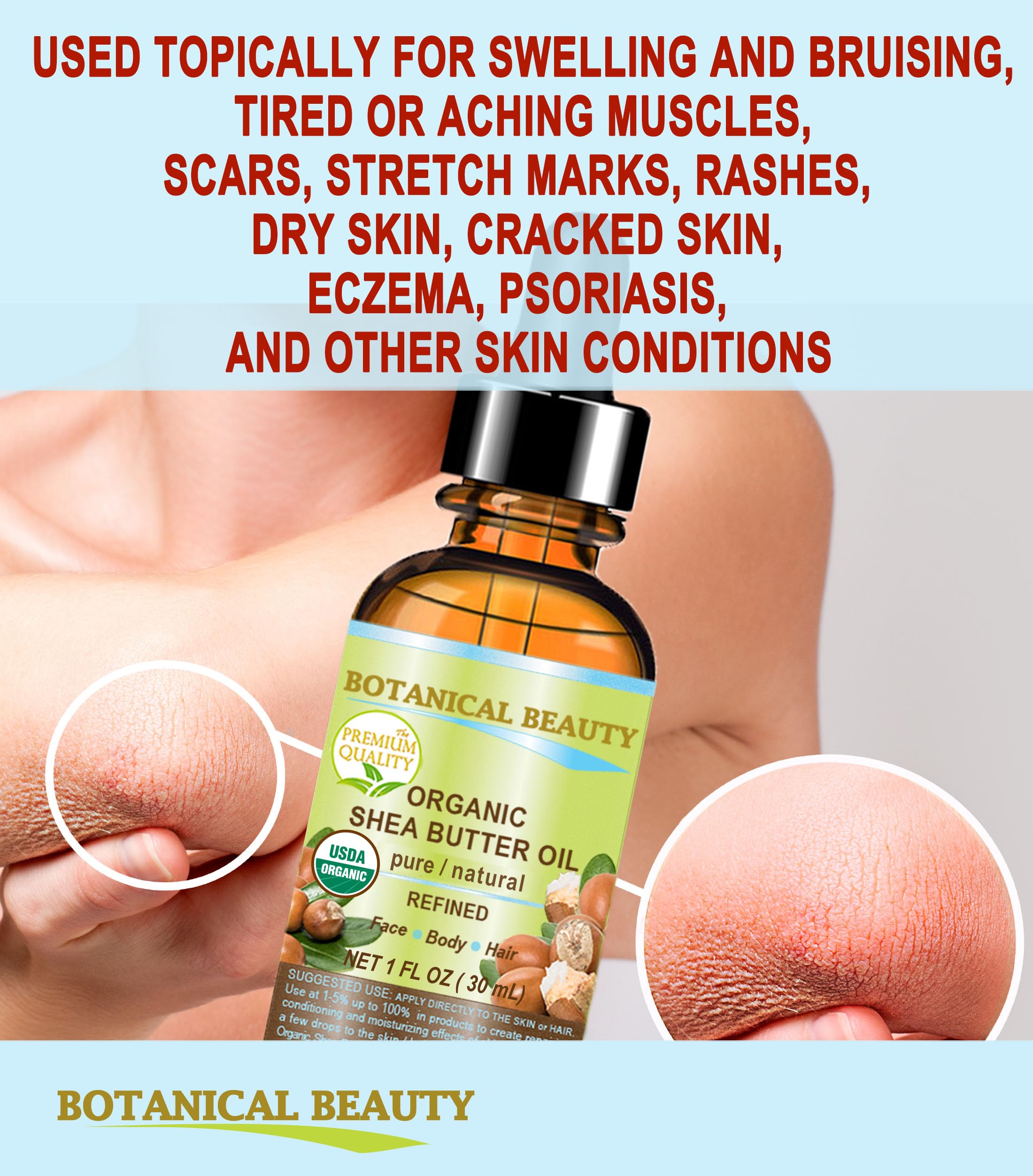 Botanical Beauty Organic Shea Butter Oil – 100% Pure, Cold-Pressed Carrier Oil (2 oz)