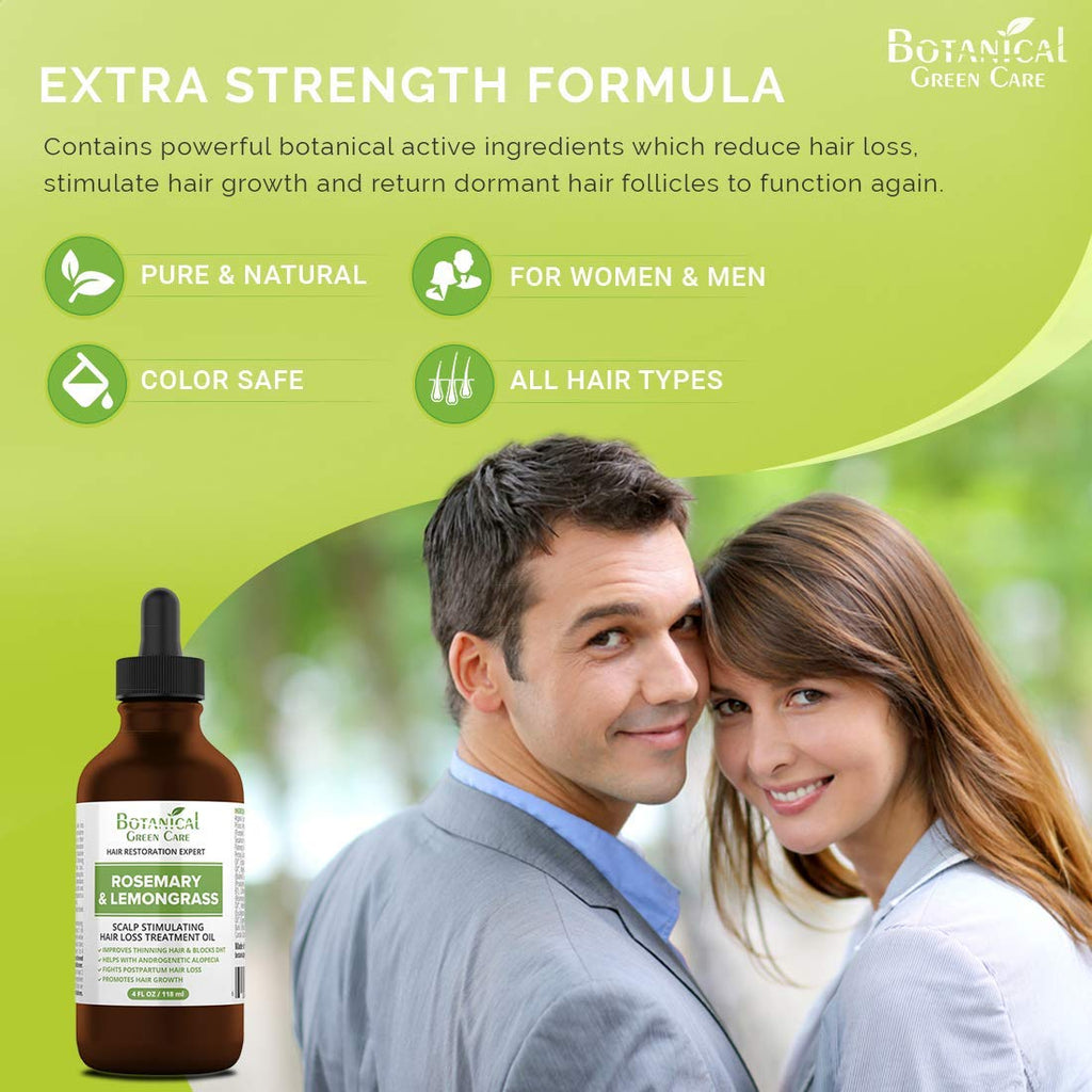 Botanical Green Care Rosemary & Lemongrass Hair Oil – Hair Growth Serum, Made in USA