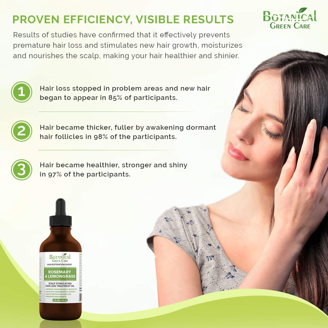 Botanical Green Care Rosemary & Lemongrass Hair Oil – Hair Growth Serum, Made in USA