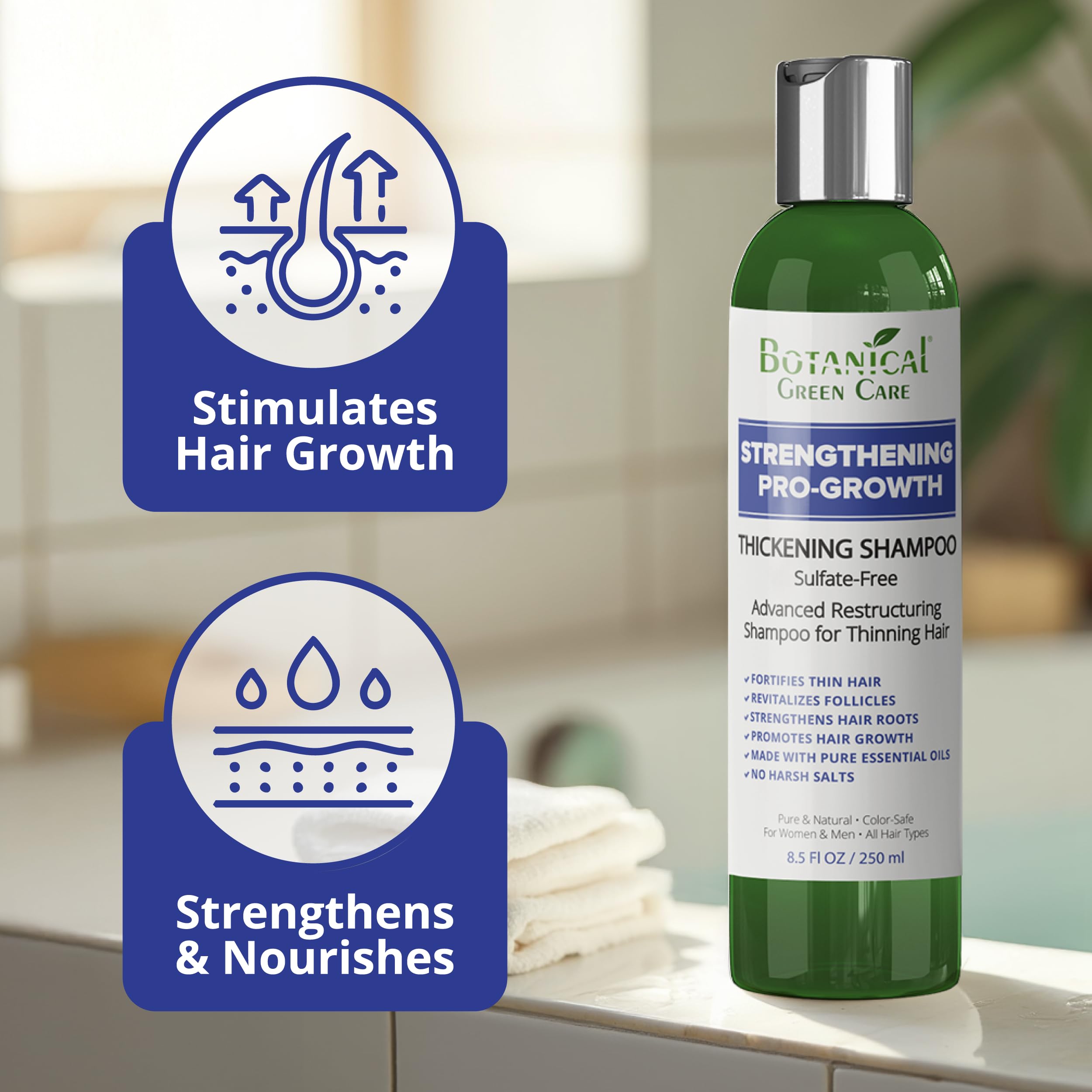 Botanical Green Care Strengthening & Pro-Growth Shampoo – Made in USA