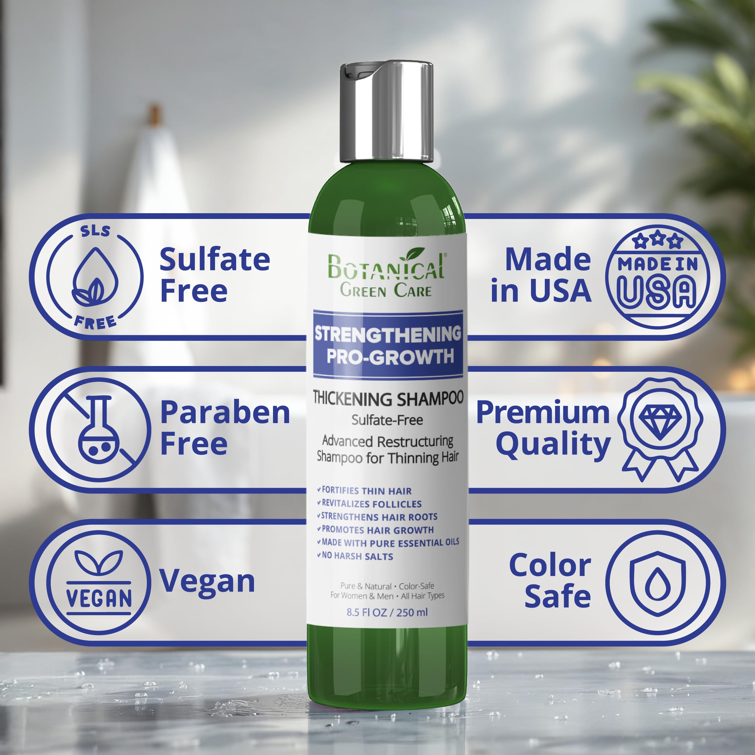 Botanical Green Care Strengthening & Pro-Growth Shampoo – Made in USA