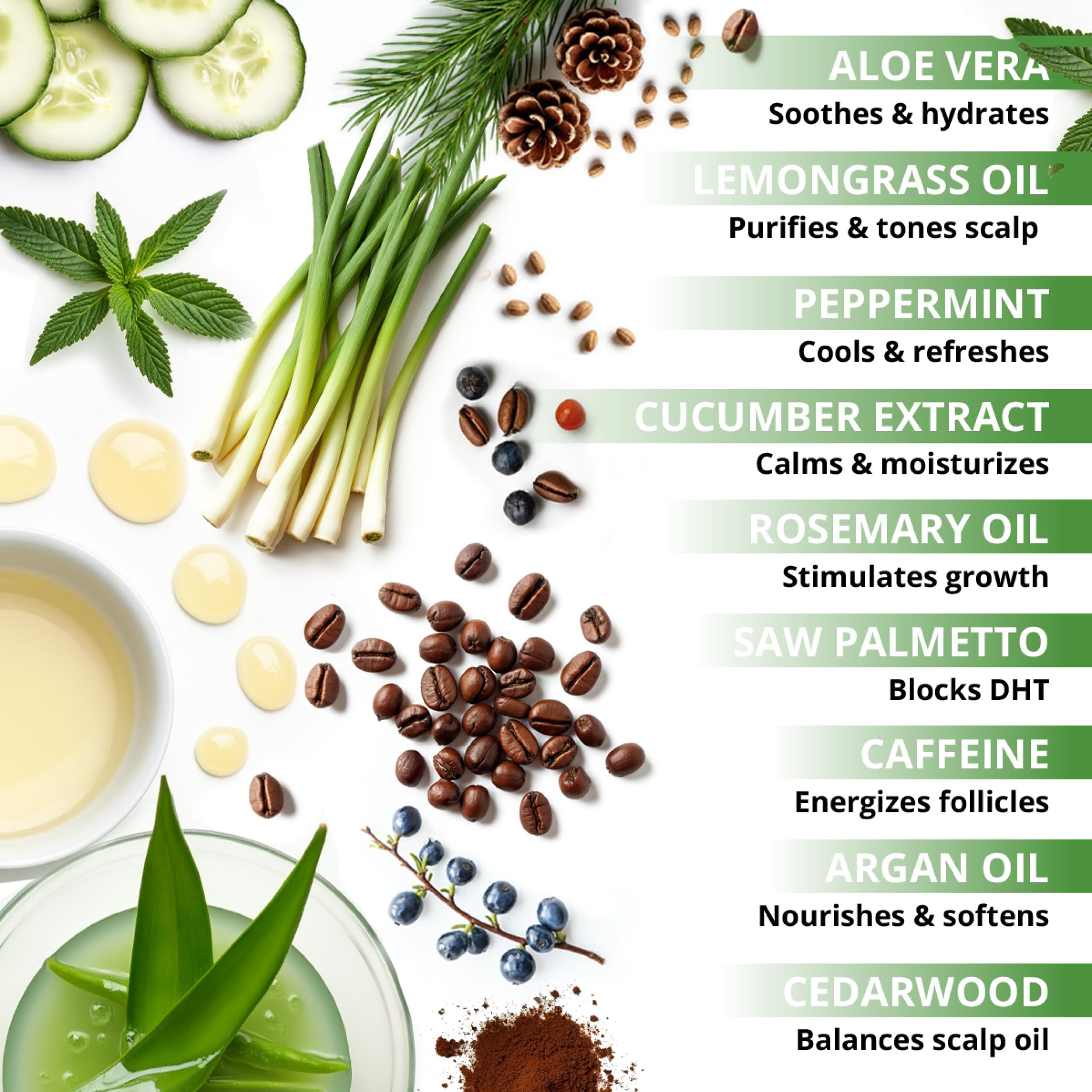 Botanical Green Care Rosemary & Lemongrass Shampoo – Hair Growth & Thickening, USA Made