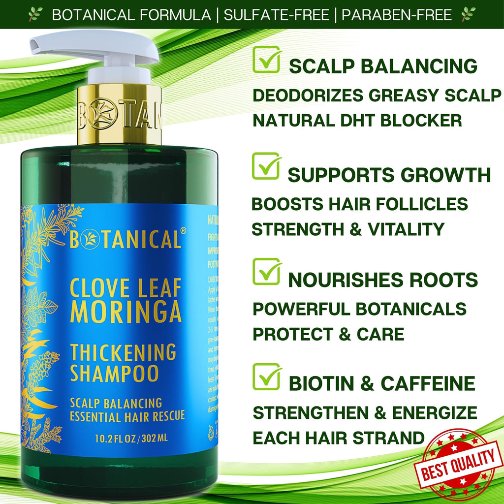 Botanical Hair Growth Lab Moringa Shampoo with Saw Palmetto – Scalp Balancing Thickening Shampoo for Hair Loss & Thinning