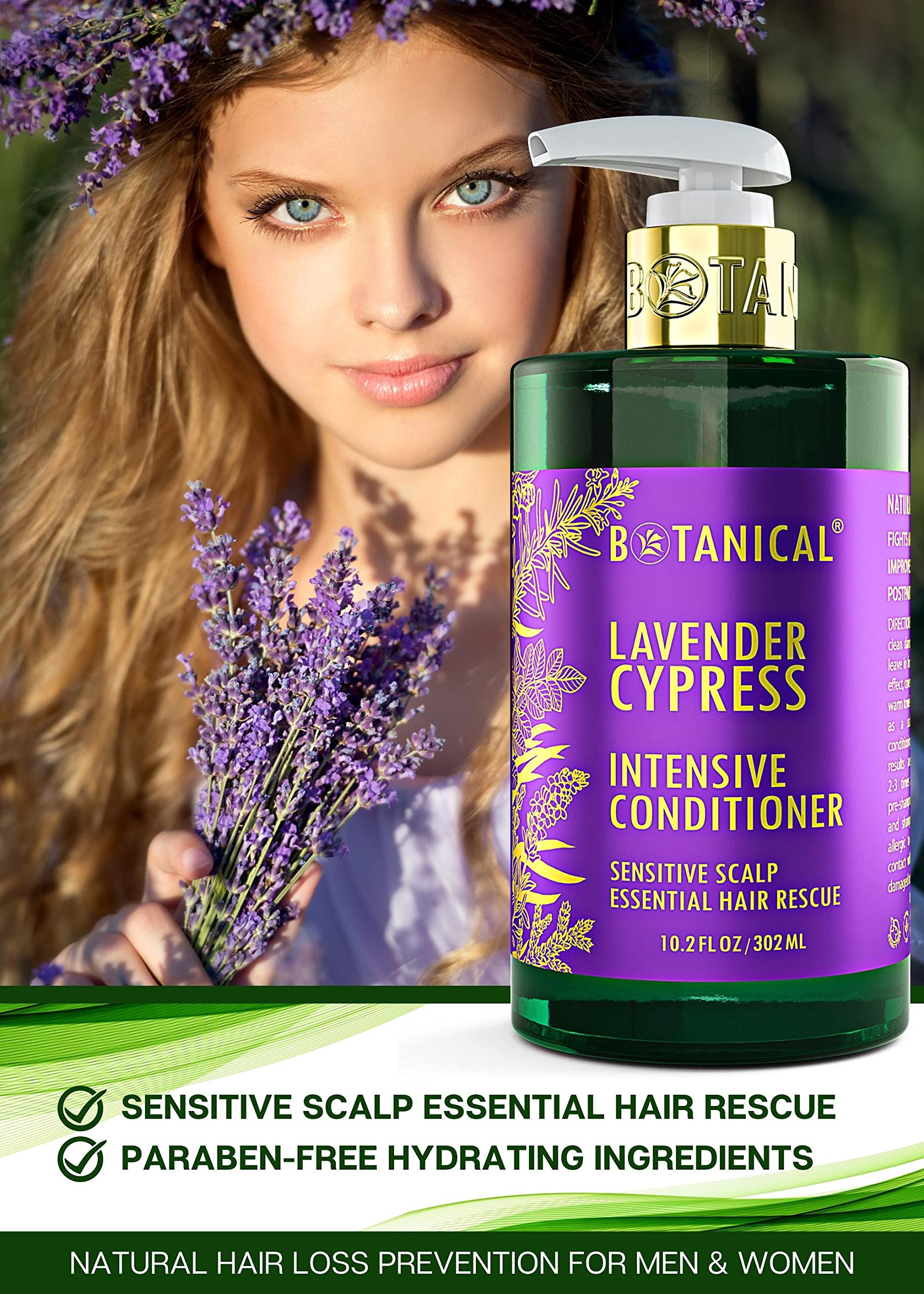 Botanical Hair Growth Lab Lavender Conditioner – Scalp Stimulation & Hair Growth Support, 10.2 Fl Oz