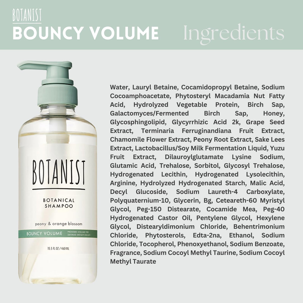 Botanist Organic Shampoo for Women & Men – Curly Hair Care, Peony & Orange Blossom, 15.5 Fl Oz