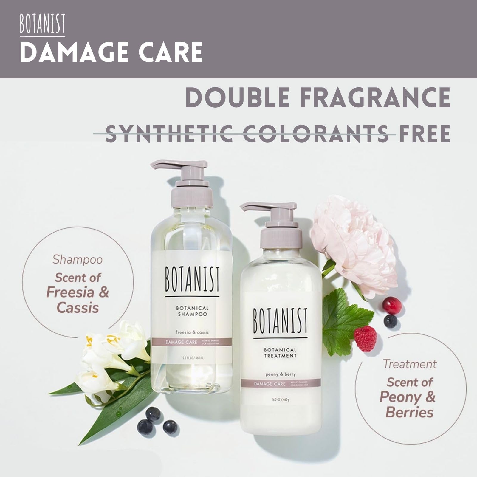 Botanist Organic Shampoo for Color-Treated Hair – From Japan, Paraben & Sulfate Free with Keratin, Proteins, Collagen & Hyaluronic Acid (15.5 oz) Freesia & Cassis