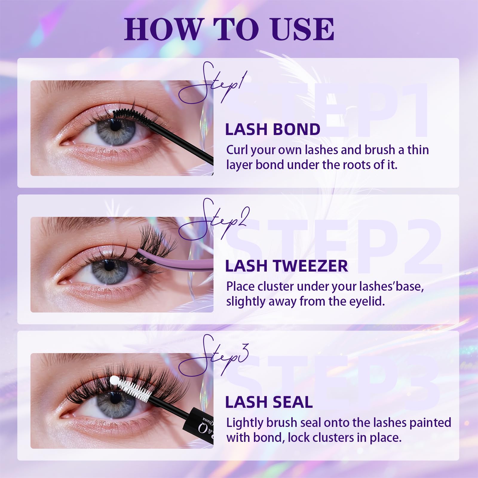 B&Qaugen Wispy Flora Feath5D Lash Clusters Kit – Lightweight 8-18mm C-Curl Lashes + Glue & Tools