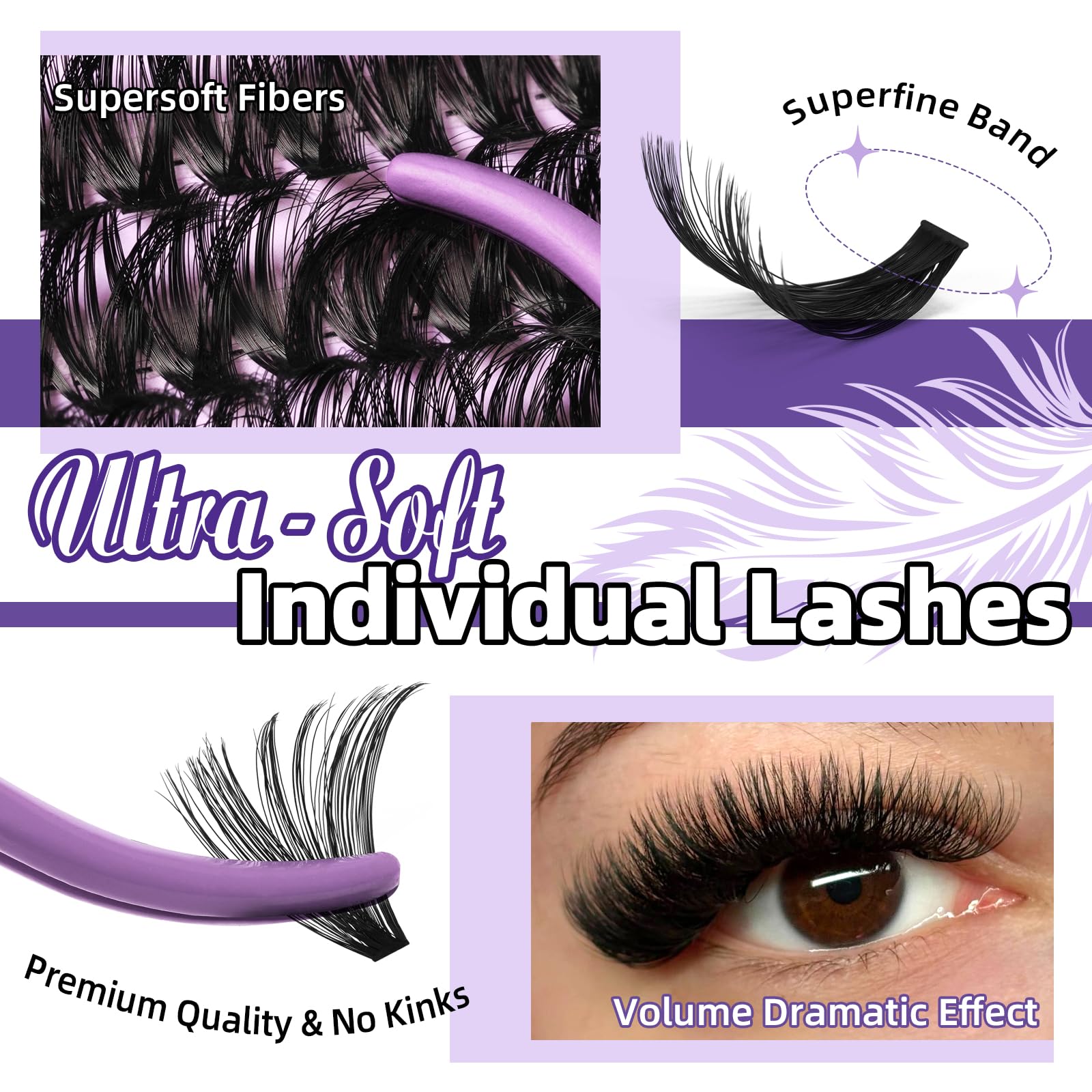 B&Q Lash Clusters Kit 280PCS Ultra Soft 70D+90D D Curl DIY Lash Extension Kit