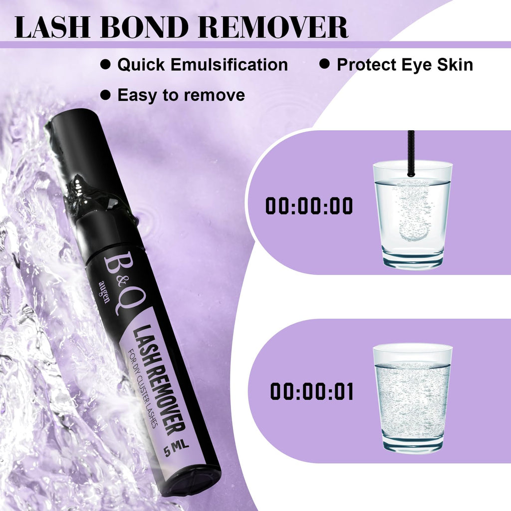 BQaugen Lash Clusters Kit – 280PCS DIY Eyelash Extensions (40D+50D) with Bond, Seal & Remover