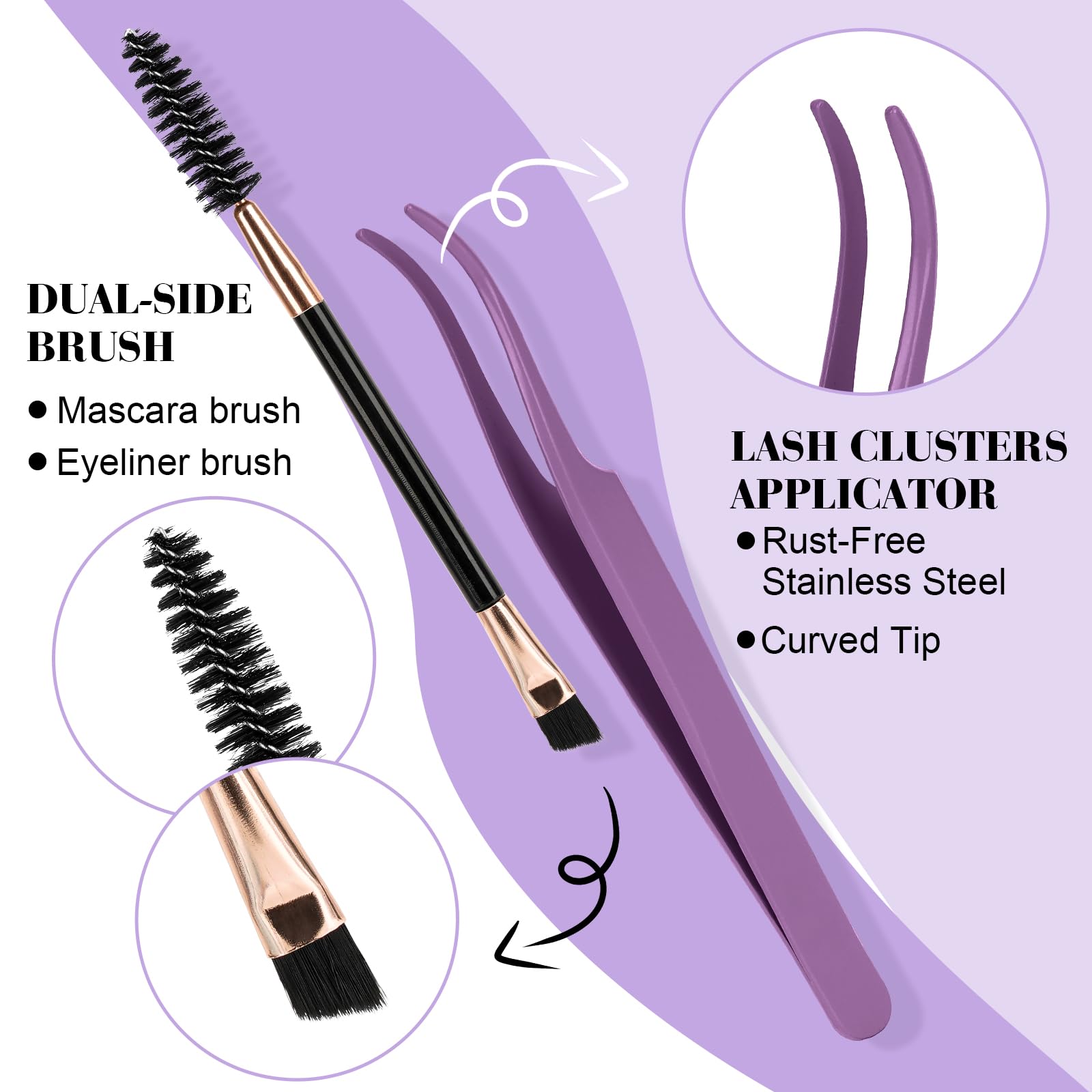 BQaugen Lash Clusters Kit – 280PCS DIY Eyelash Extensions (40D+50D) with Bond, Seal & Remover