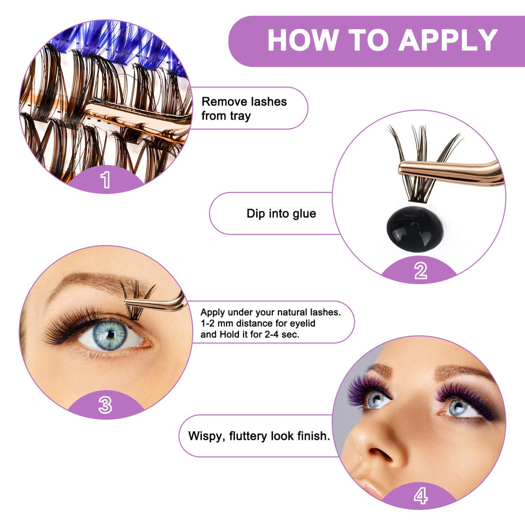 B&Qaugen Colored DIY Lash Clusters – 280 Clusters, 40D-D-15mm, 7 Color Mix
