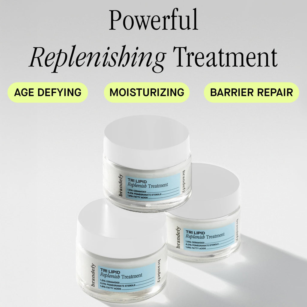 Brandefy Tri Lipid Replenish Treatment – Ceramides, Sterols, Fatty Acids + Peptide Moisturizer (1.6 oz)