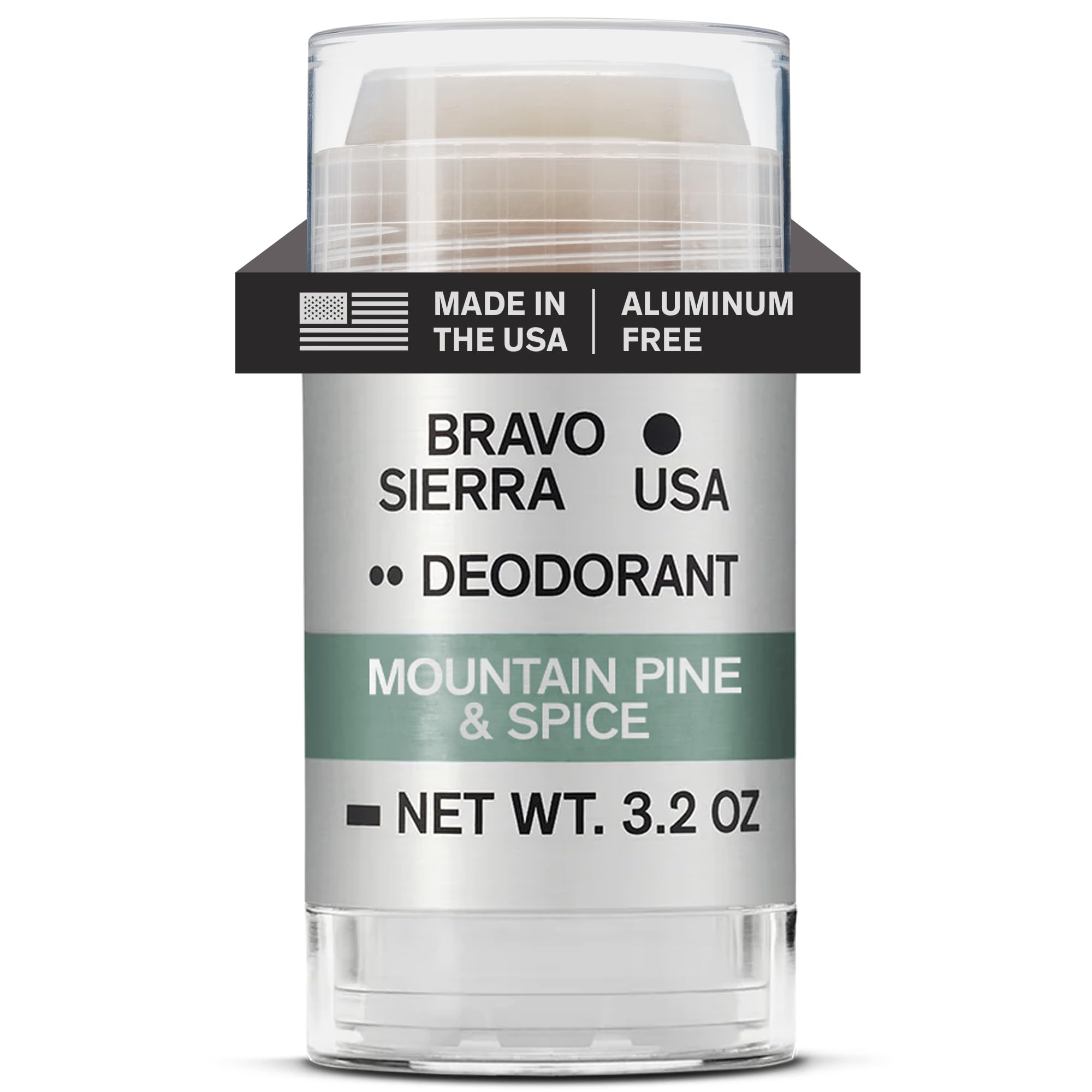Bravo Sierra Aluminum-Free Deodorant for Men – Mountain Pine and Spice, 3.2 oz