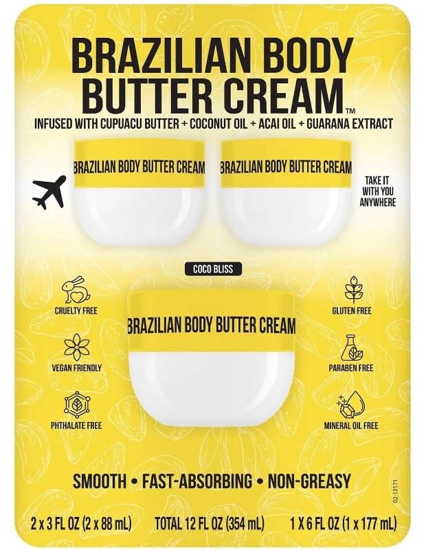 Brazilian Body Butter Cream 3-Pack – Deep Hydration with Cupuaçu Butter
