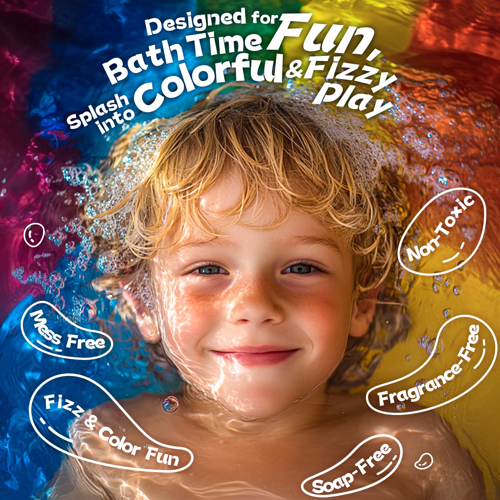 BreezeDream 300 Count Bath Color Tablets for Kids - Non-Toxic, Fragrance-Free, 6 Color Bath Bombs