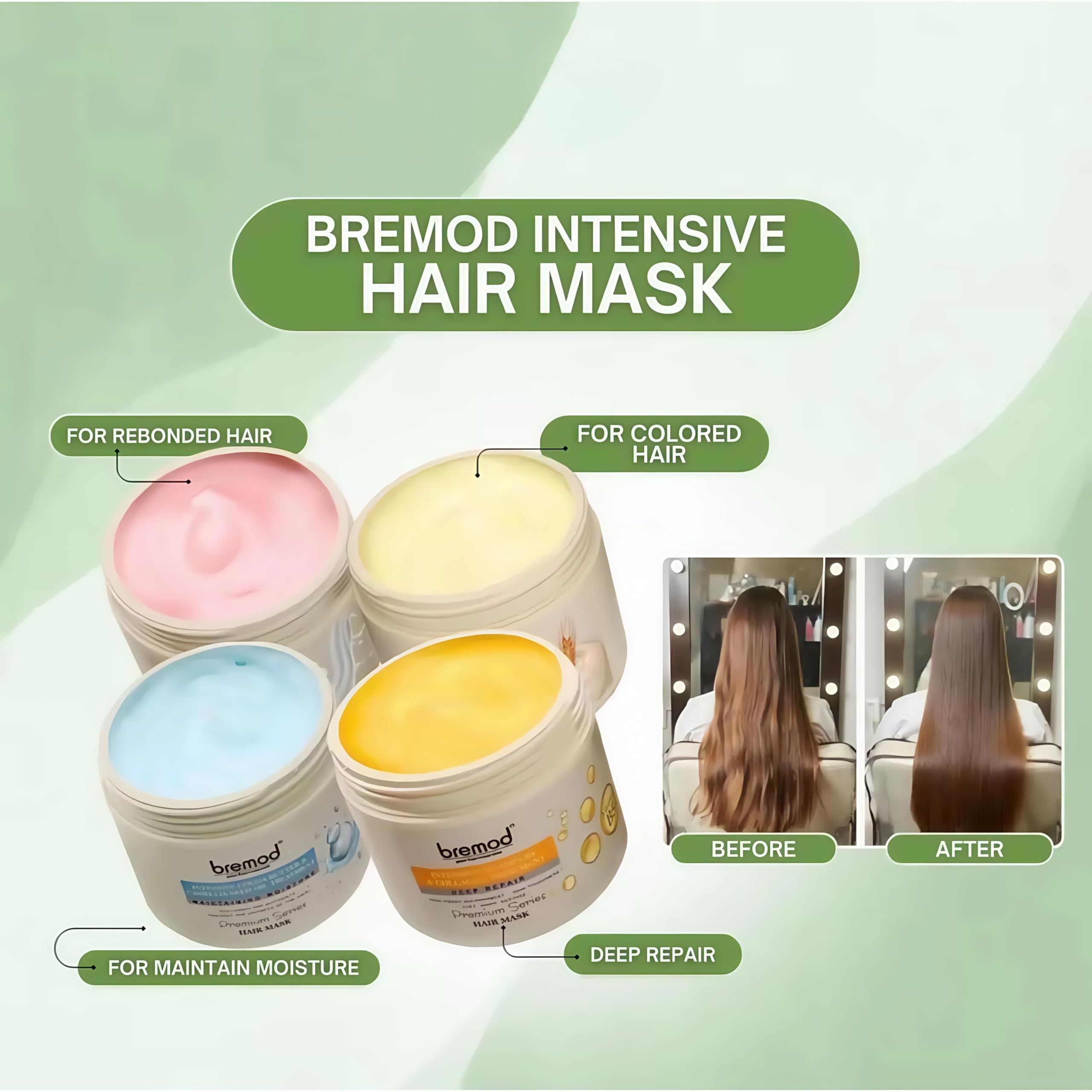 Bremod Performance Cocoa Butter & Camellia Seed Oil Hair Mask – Premium Intensive Treatment for Dry, Flat Hair (16.9 Fl Oz)