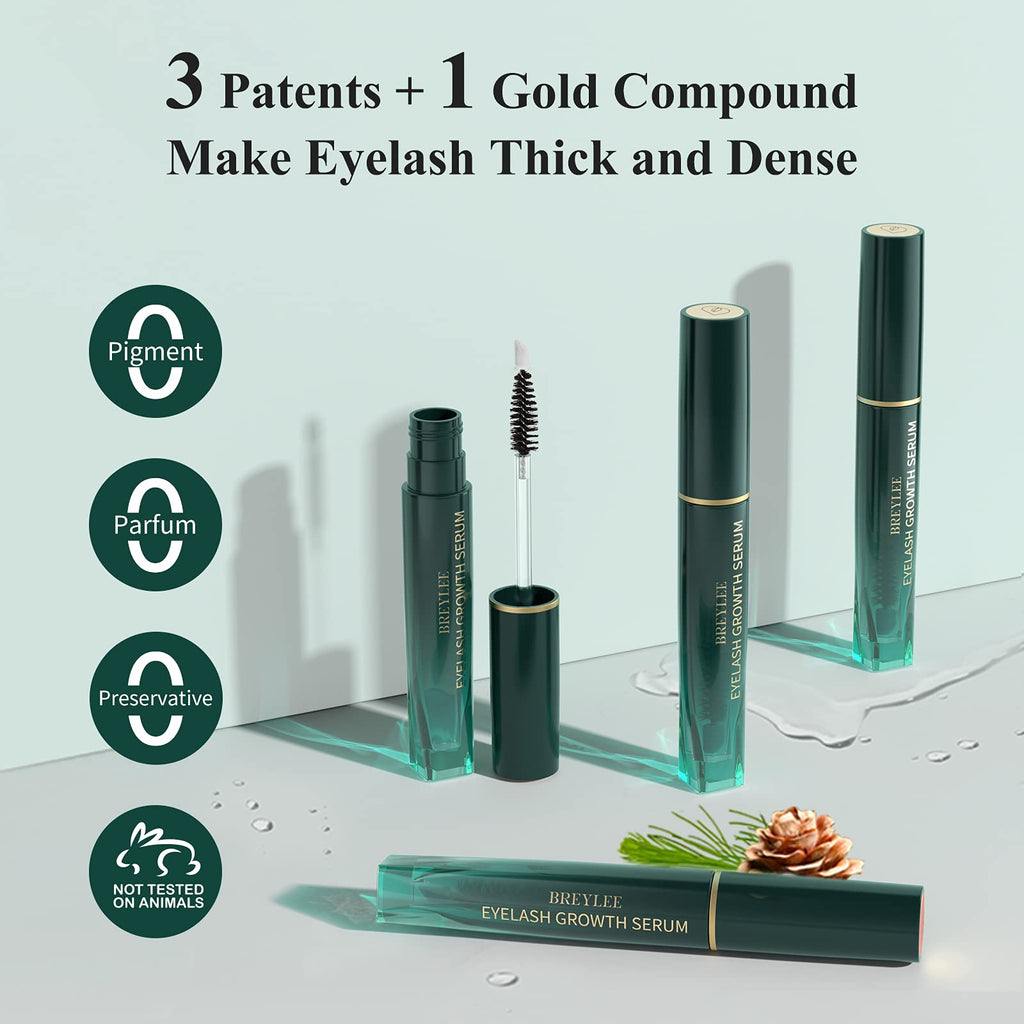 BREYLEE Eyelash Growth Serum – Lash Boost for Longer, Fuller Lashes | 3ML Gold Bottle