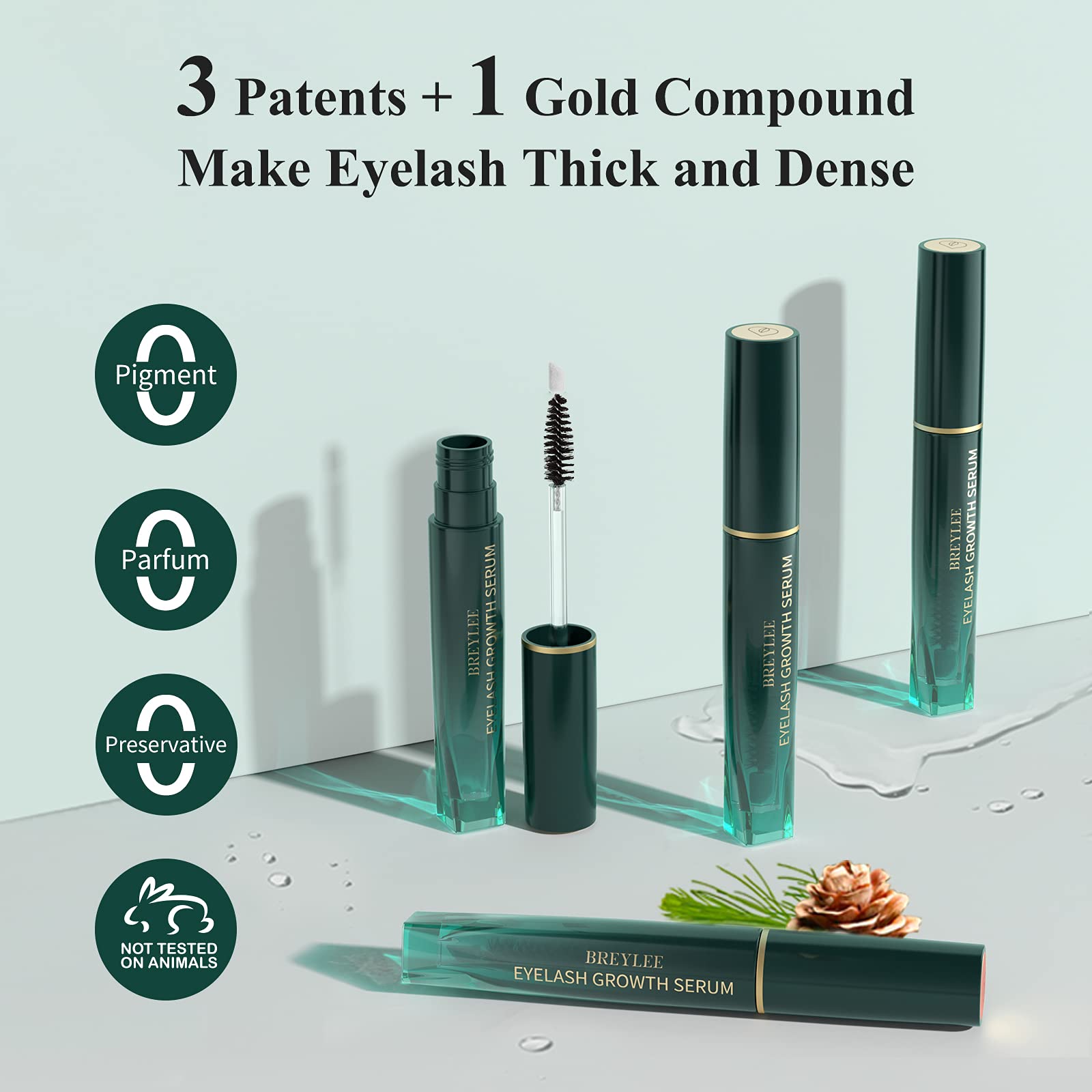 BREYLEE Eyelash Growth Serum – Lash Boost for Longer, Fuller Lashes | 3ML Gold Bottle