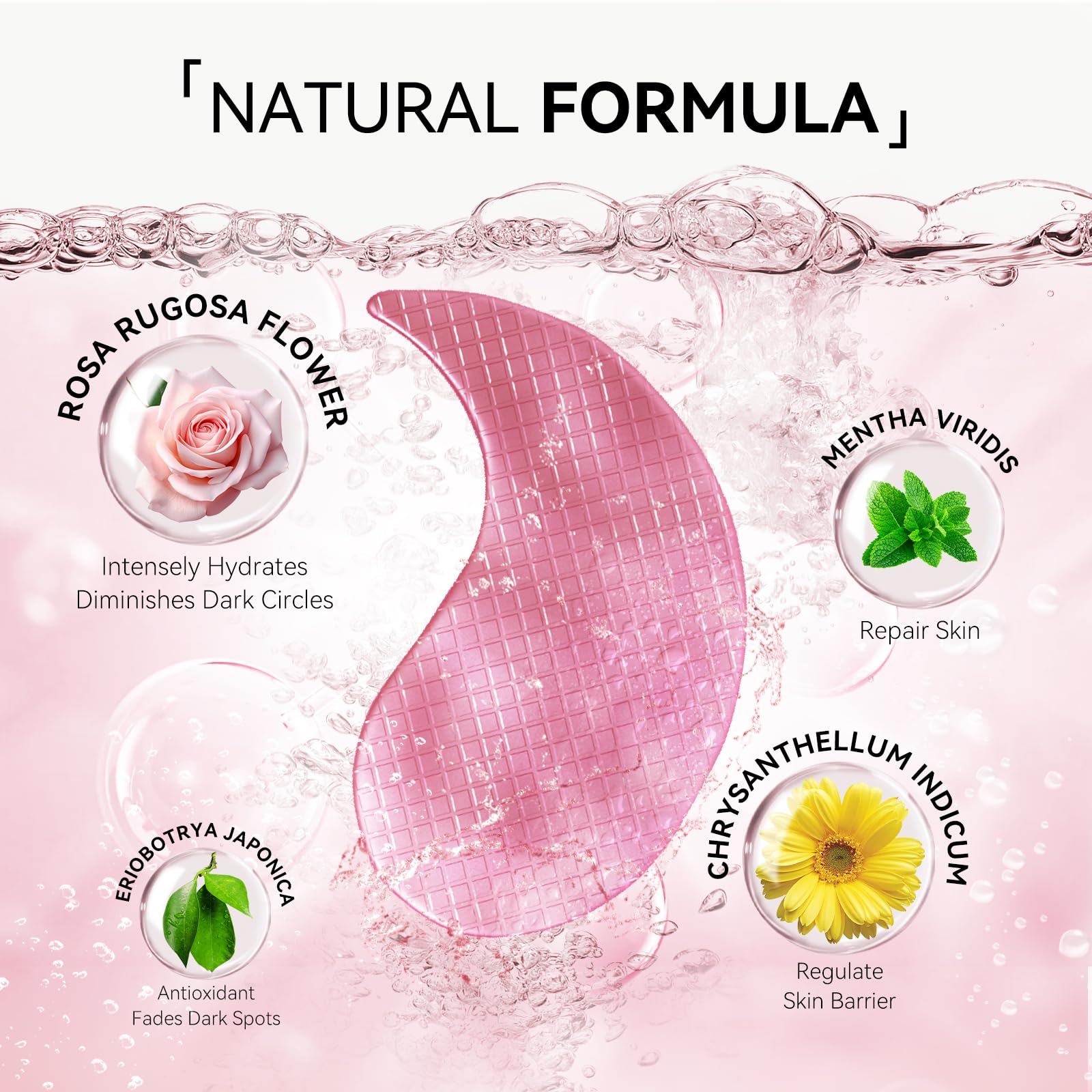 BREYLEE Flamingo Pink Eye Mask – 60 Patches for Puffy Eyes, Dark Circles & Fine Lines