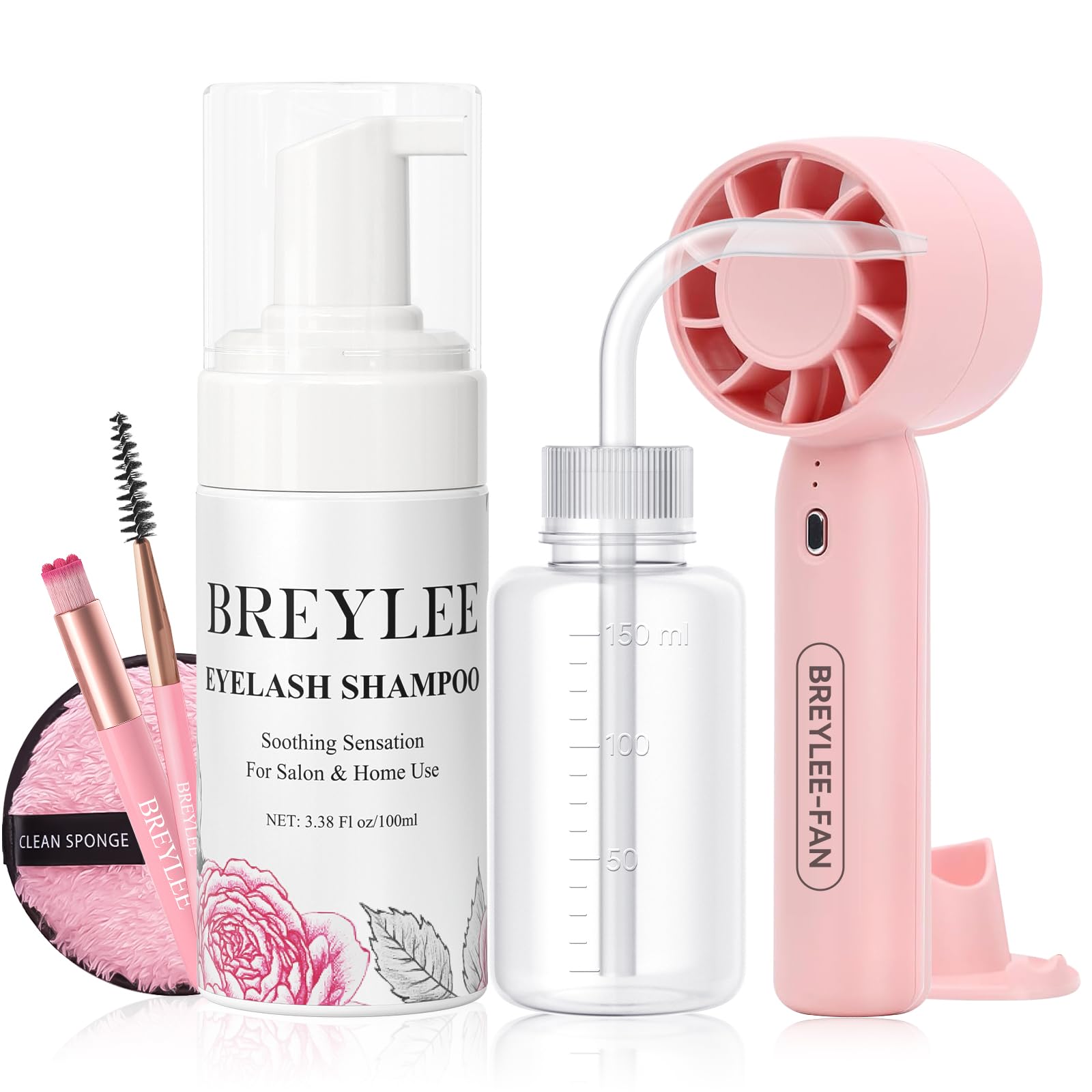 BREYLEE 100 ml Lash Shampoo Kit for Lash Extensions – Cleanse, Dry, and Care for Salon or Home Use