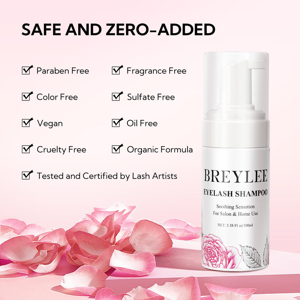 BREYLEE 100 ml Lash Shampoo Kit for Lash Extensions – Cleanse, Dry, and Care for Salon or Home Use