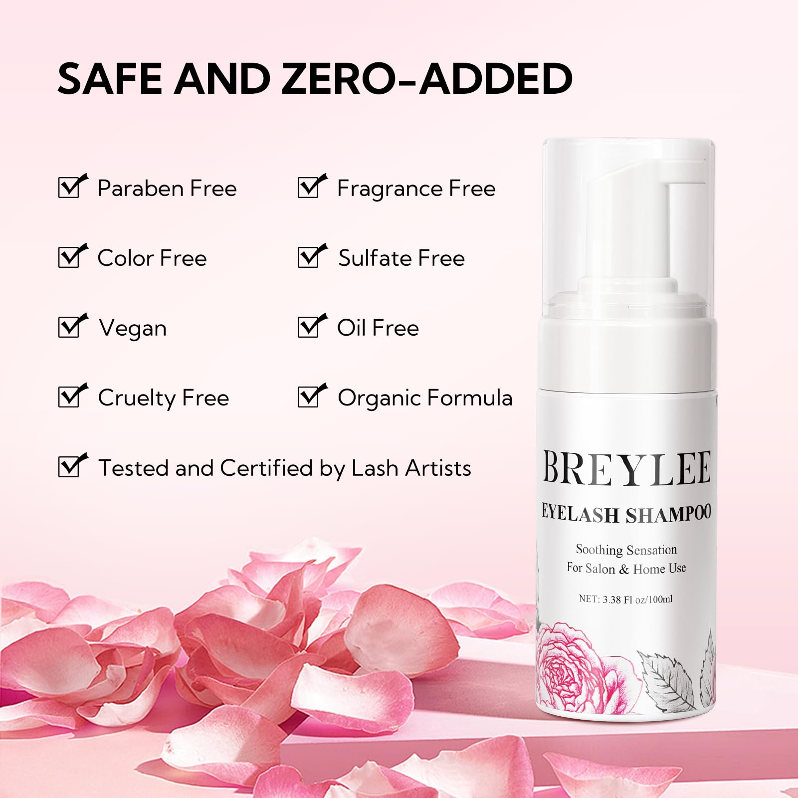 BREYLEE 100 ml Lash Shampoo Kit for Lash Extensions – Cleanse, Dry, and Care for Salon or Home Use