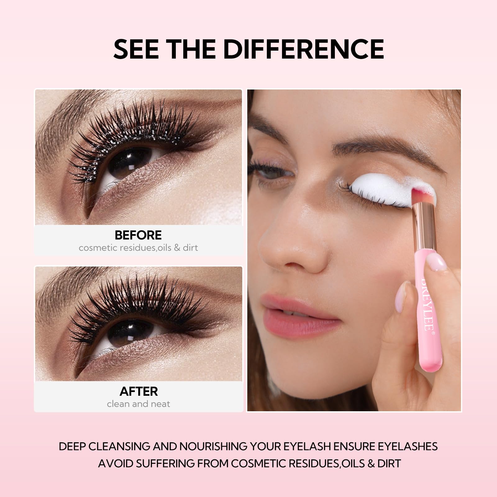 BREYLEE 100 ml Lash Shampoo Kit for Lash Extensions – Cleanse, Dry, and Care for Salon or Home Use