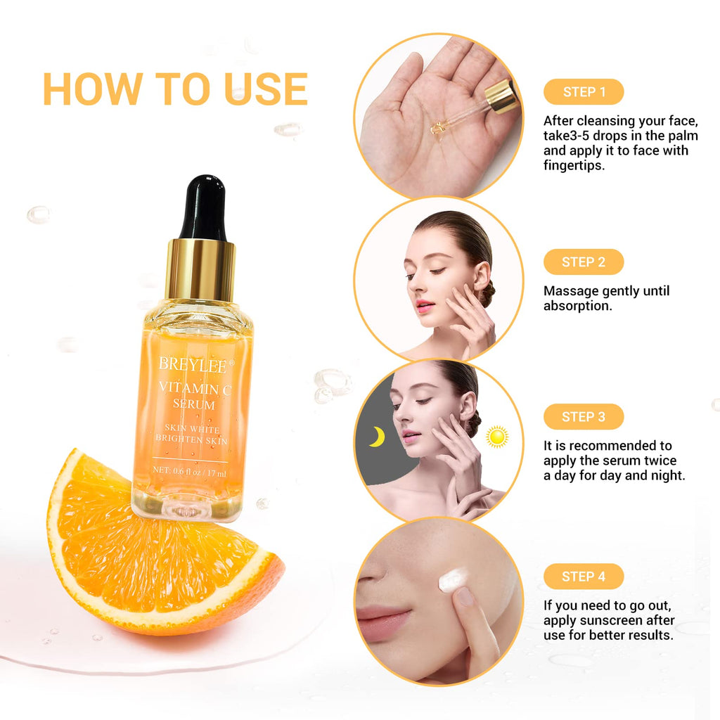 BREYLEE Vitamin C Serum for Face & Eye (0.6 oz) – Brightening, Dark Spot Reduction, Anti-Aging