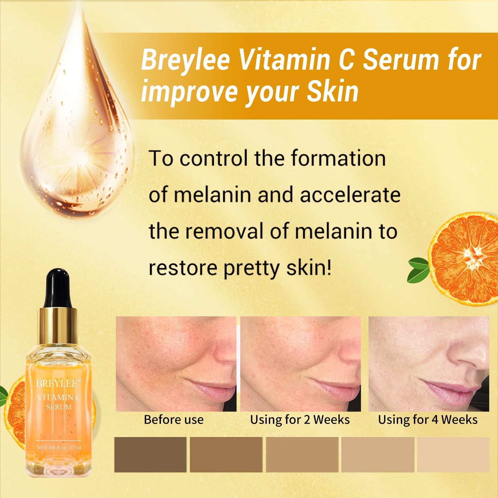BREYLEE Vitamin C Serum for Face & Eye (0.6 oz) – Brightening, Dark Spot Reduction, Anti-Aging
