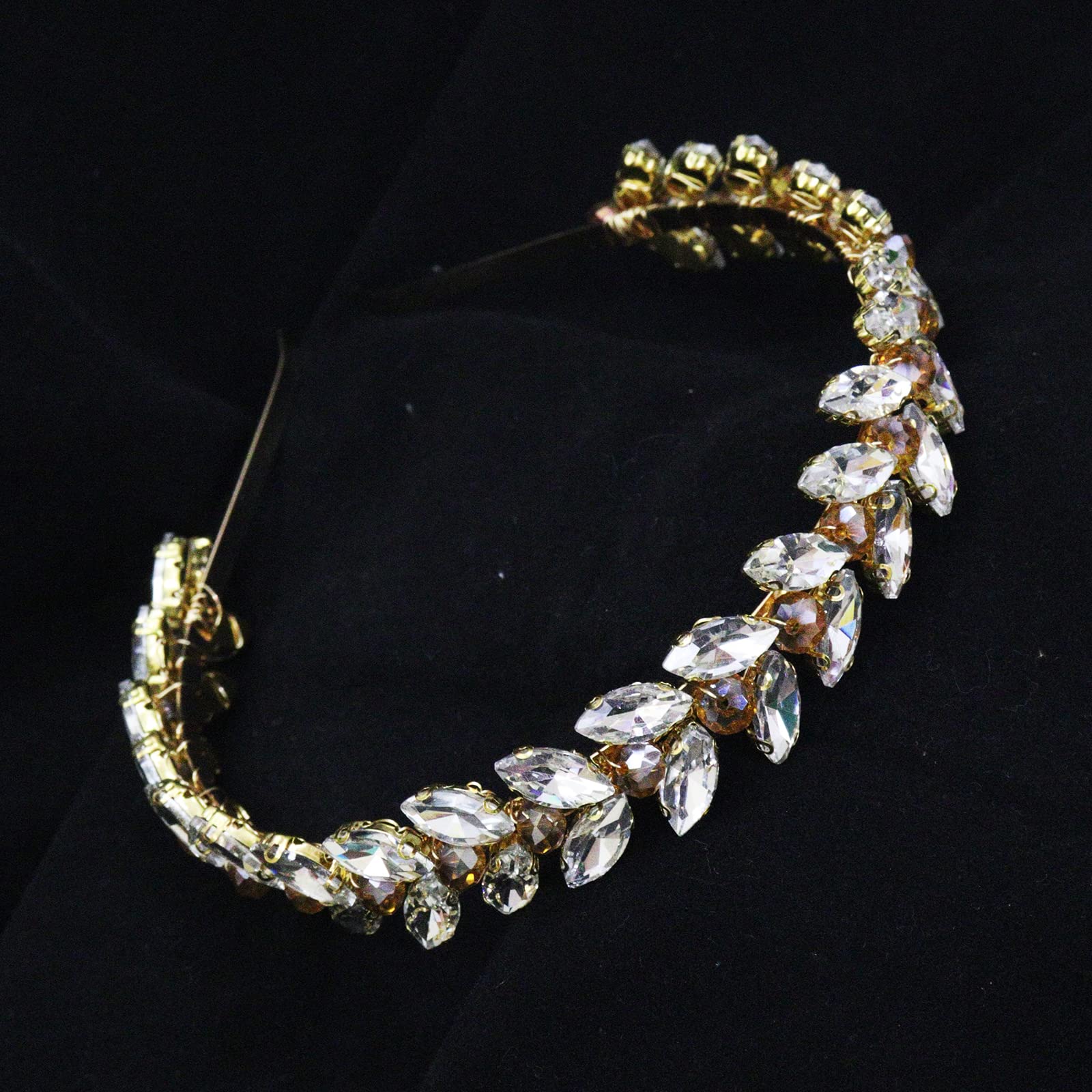 Brihasory Green Rhinestone Headband – Bridal Hair Accessory, Adjustable Gold-Tone Tiara for Brides & Bridesmaids