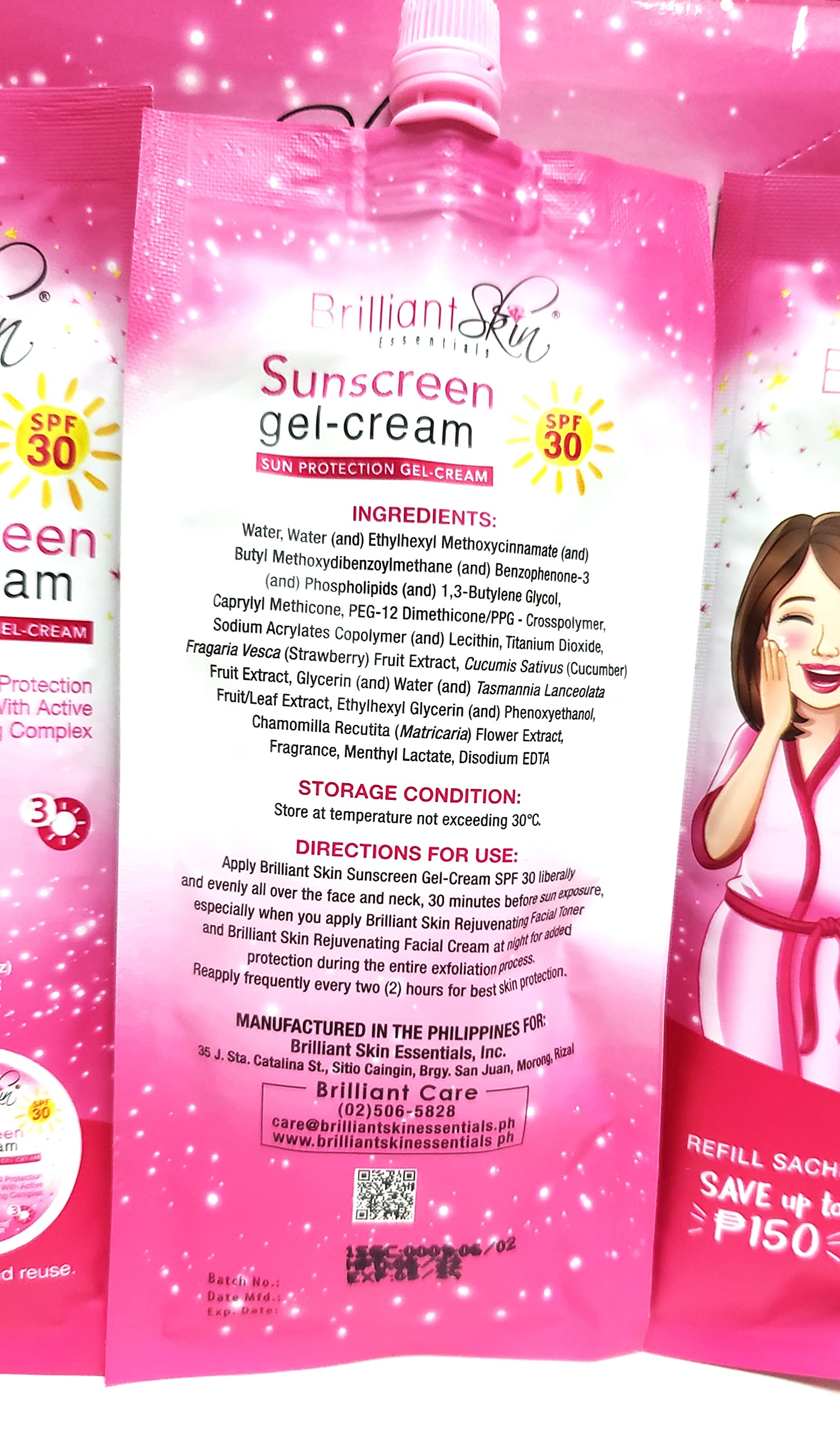 Brilliant Skin Sunscreen Gel-Cream SPF 30 – Sachet Pack 3 x 50g | BRILLIANT SKIN ESSENTIALS